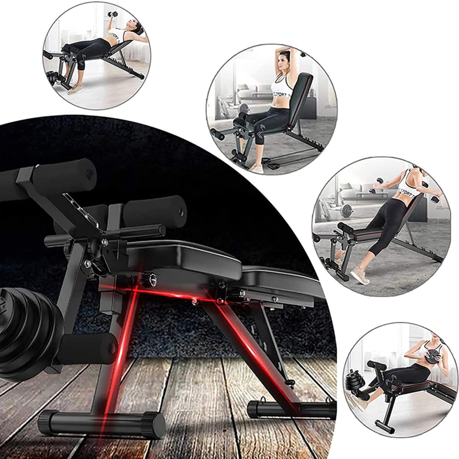 Banco de pesas con extensión de piernas y rizo, banco de entrenamiento ajustable, bancos de declinación inclinada para gimnasio en casa, ejercicio de cuerpo completo y entrenamiento de fuerza