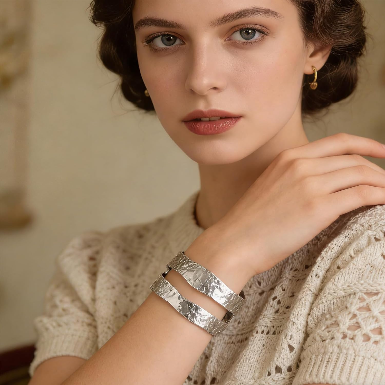 HZMAN Cuff Bracelets for Women Wide Bangle Bracelet Adjustable Open Wrist Cuff Bracelet Jewelry Gift - Image 3