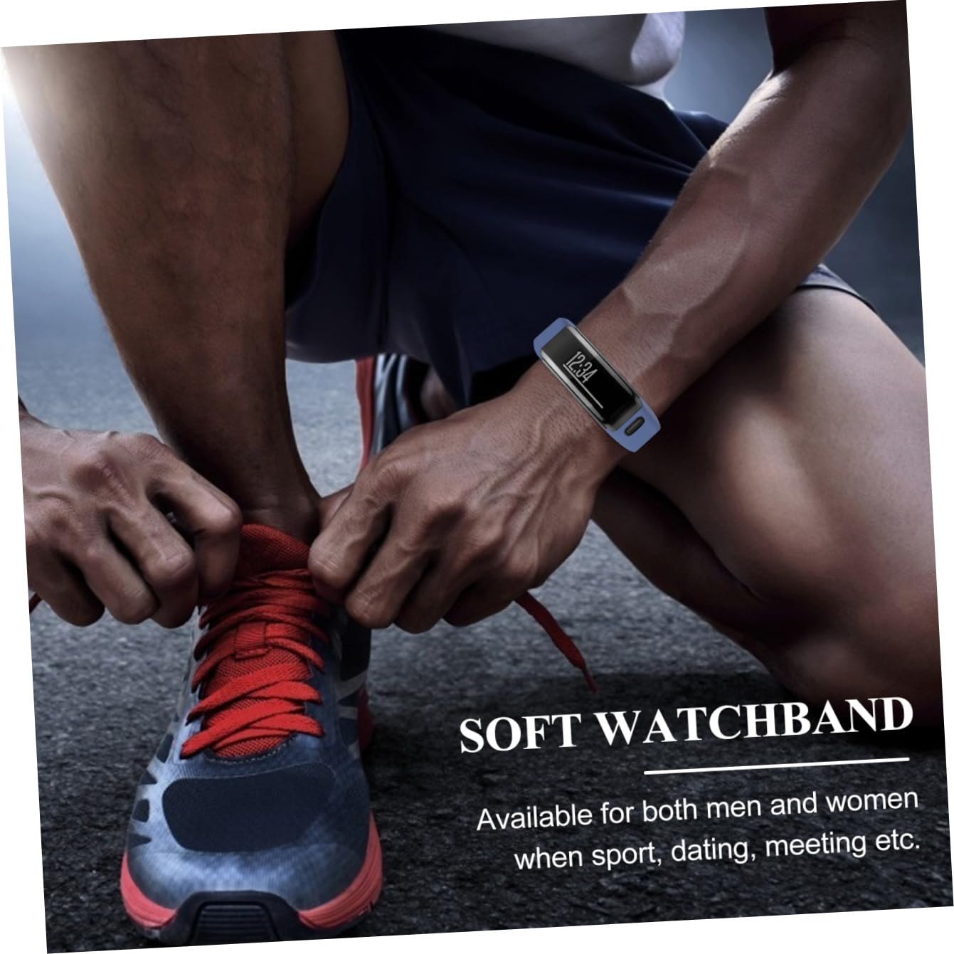 Mobestech Bracelet de Montre Connectée en Silicone pour Tracker Hr Bracelet de Montre de Rechange Unisexe Dégagement Rapide Texture Douce Bleu Nuit pour Sport Voyage Travail