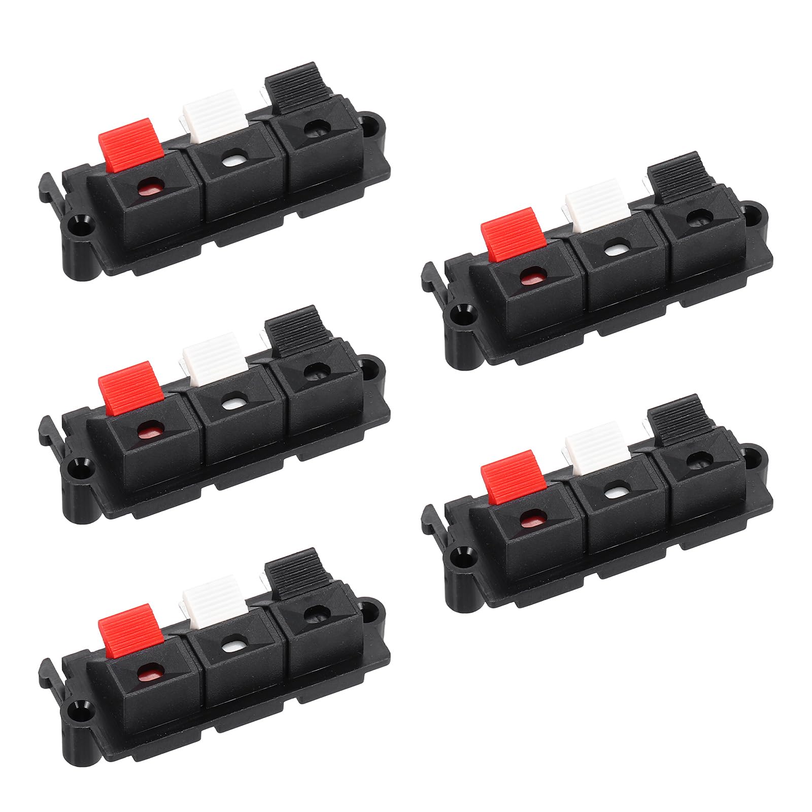 sourcing map 3 Way Spring Terminal Clip Push Release Connector Plate Jack Socket Speaker Terminal Strip Block Speaker Jointing Clamp Test Clips WP3-19 2Pcs
