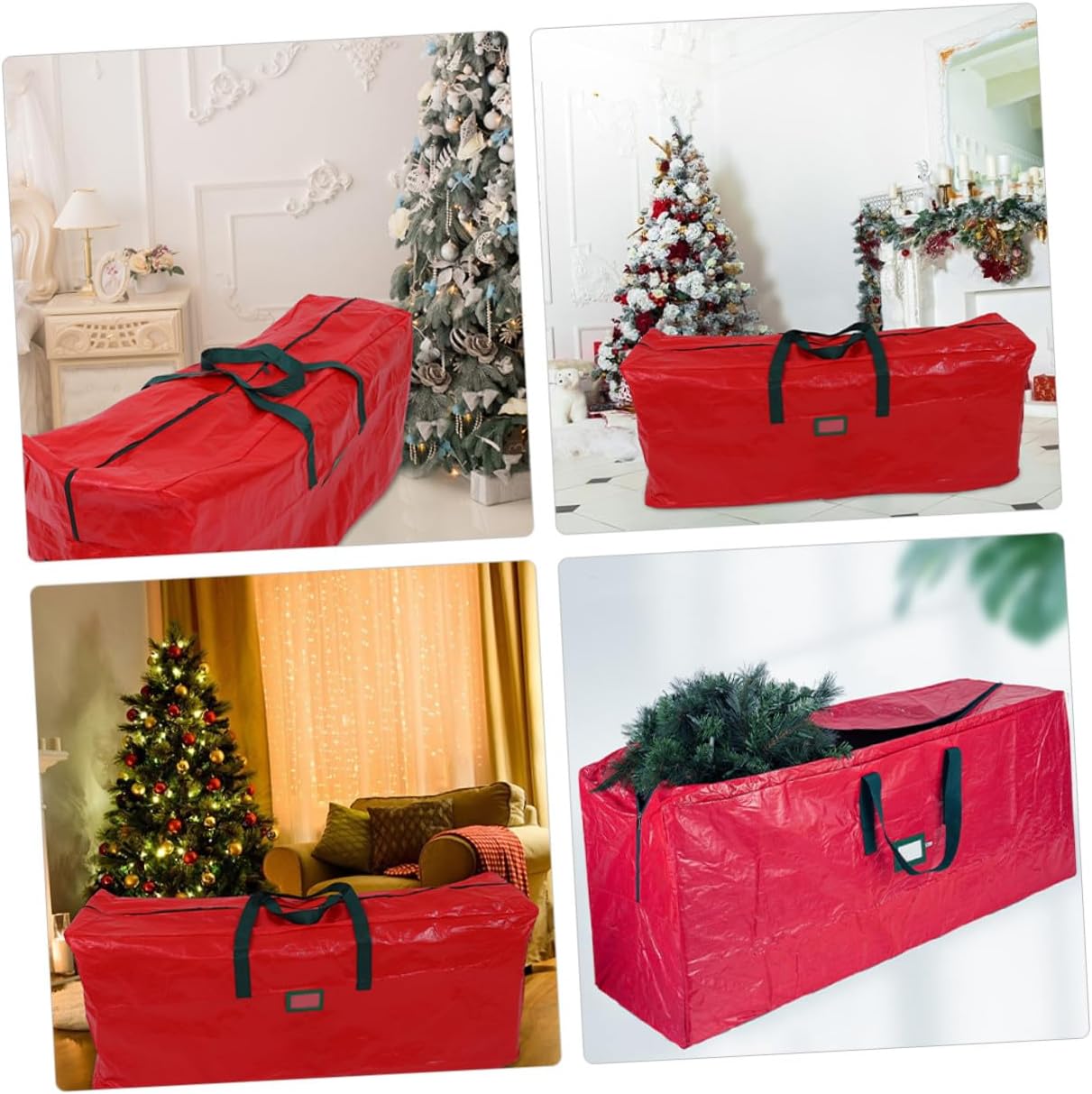 Red Waterproof Christmas Tree Bag with Handles Large Storage Pouch