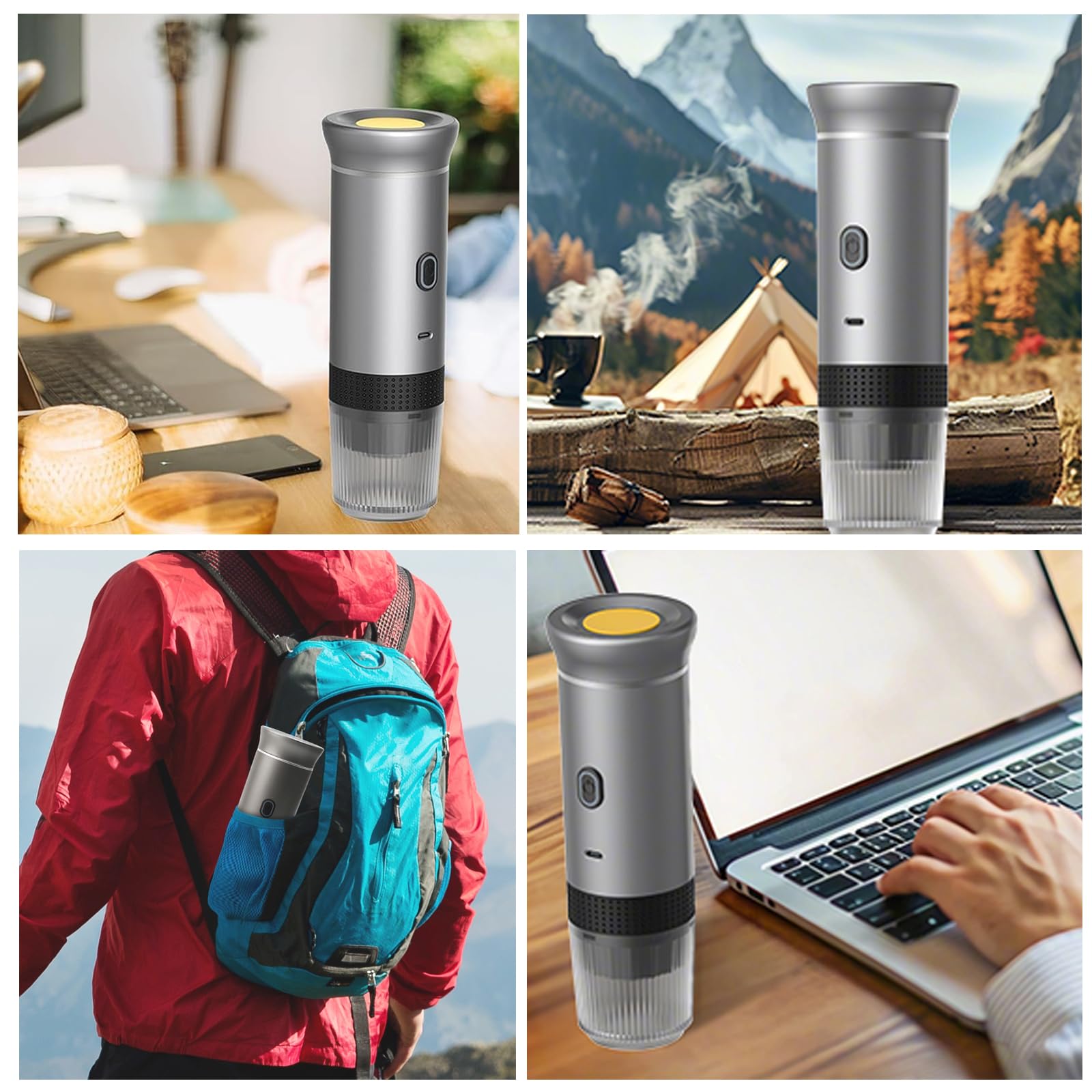 Máquina de café expreso portátil,Cafetera Cápsula de Espresso 3 en 1 | 15 bar,7500mAh,Autocalentamiento,compatible con cápsulas Nes y DG y café molido,para Oficina Viaje Camping(con bolsa)