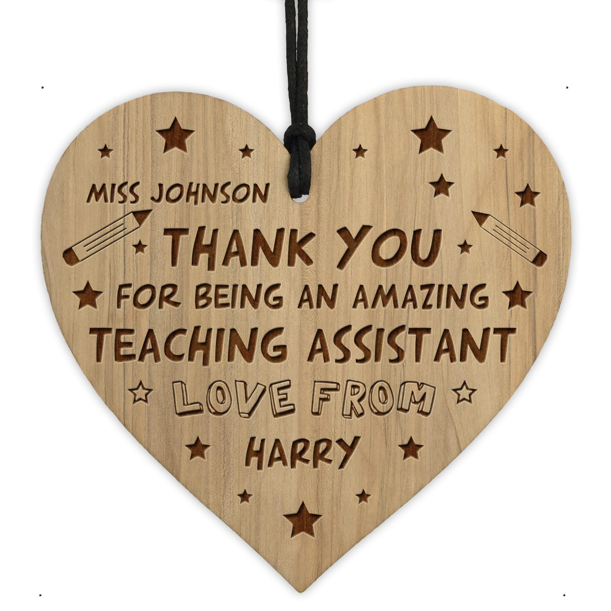 Red Ocean Thank You Gift For Him Her Teaching Assistant Gift Engraved Heart Personalised School Nursery Gift