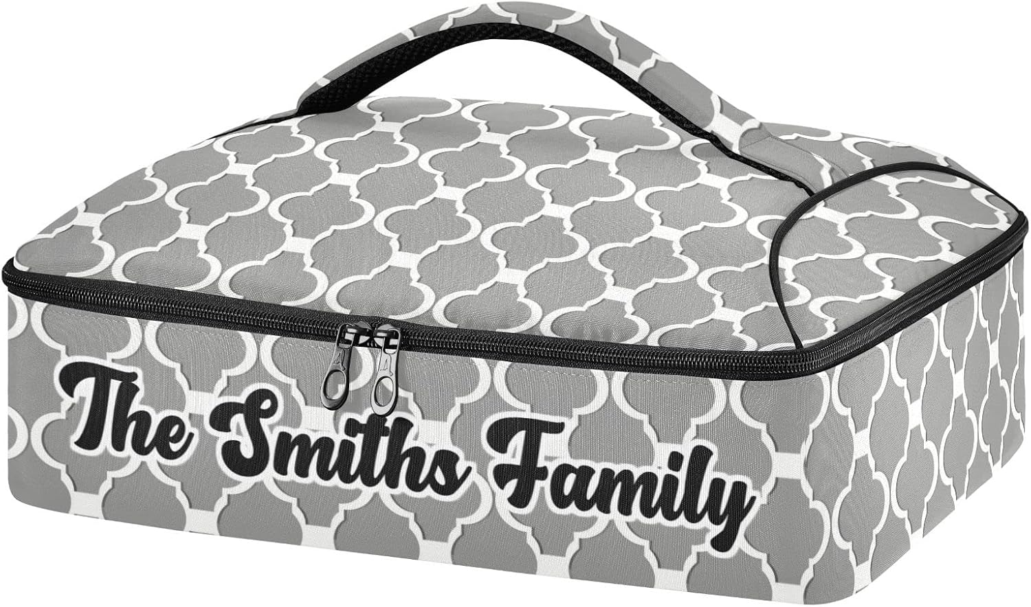 MCHIVER Grey Moroccan Tile Custom Insulated Casserole Carrier Personalized Food