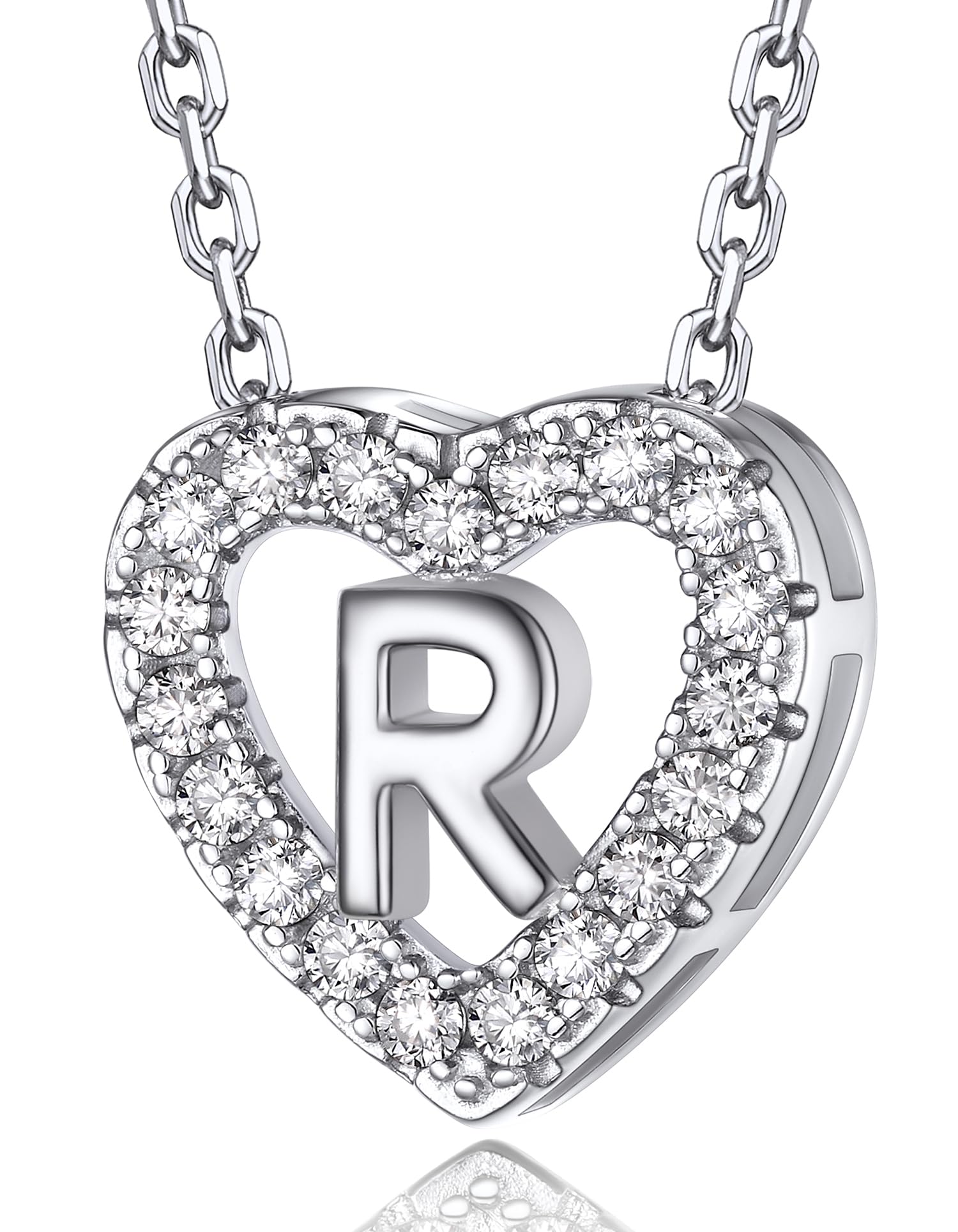 MomentWish Herz Kette mit Buchstaben A-Z Anhänger, Moissanit Diamant Initialen Halskette Damen,Personalisierte Geburtstagsgeschenk für Frauen Damen Weihnachtsgeschenke