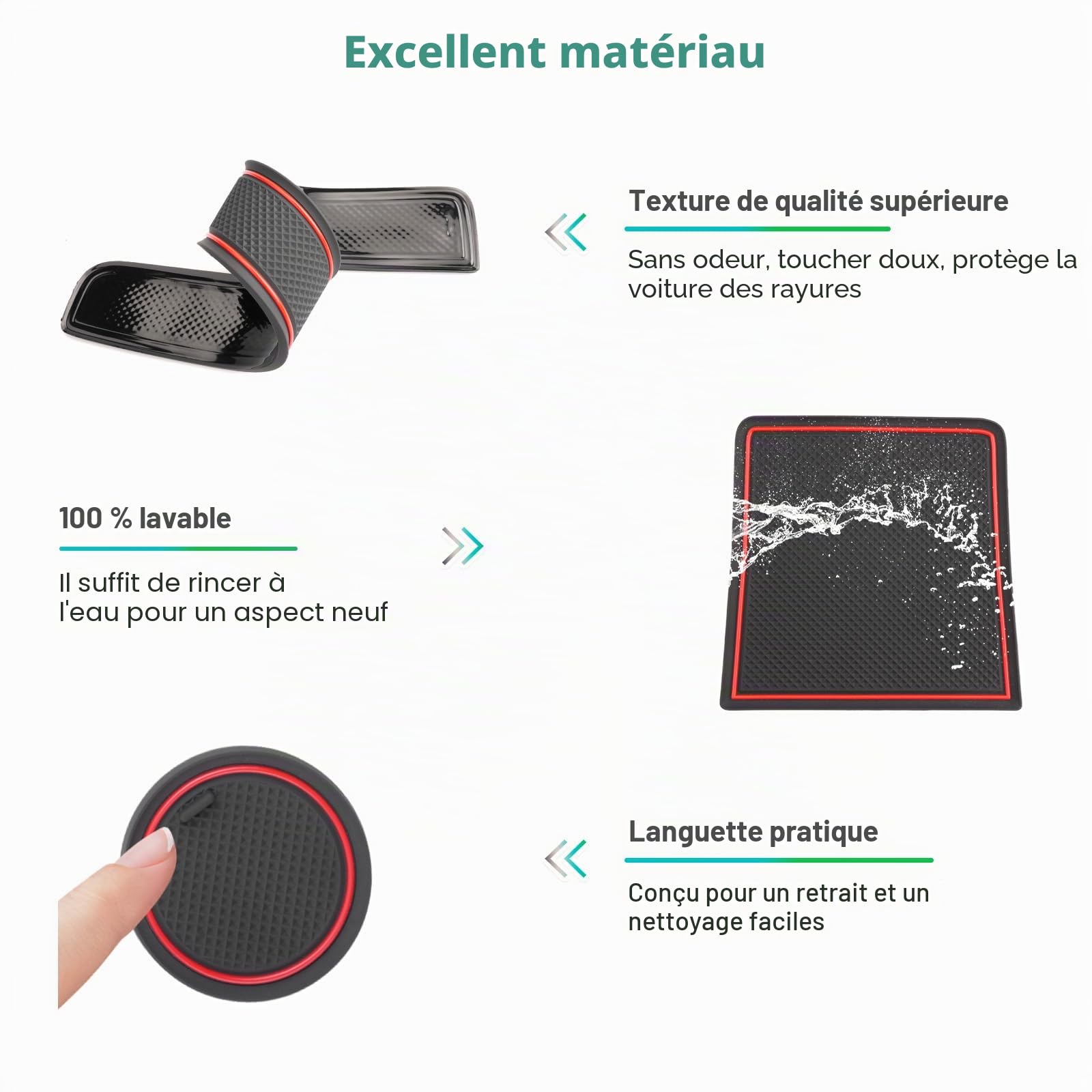 GAFAT Swift/Sport/Hybrid 2017-2022 2023 Tapis Antidérapants en Caoutchouc, Swift Tapis pour Console Centrale, Accoudoir, Porte-Gobelet, Couture de Porte (Rouge)