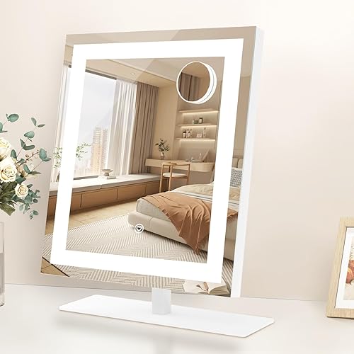 Miniatura 9 de Beelux Espejo de tocador estilo Hollywood  Espejo de maquillaje blanco de 13 pulgadas con luz, luces regulables, control inteligente, blanco cálido