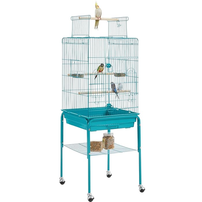 Buy Yaheetech Iron Open Top Bird Cage Parrot Cage with Wooden Perches