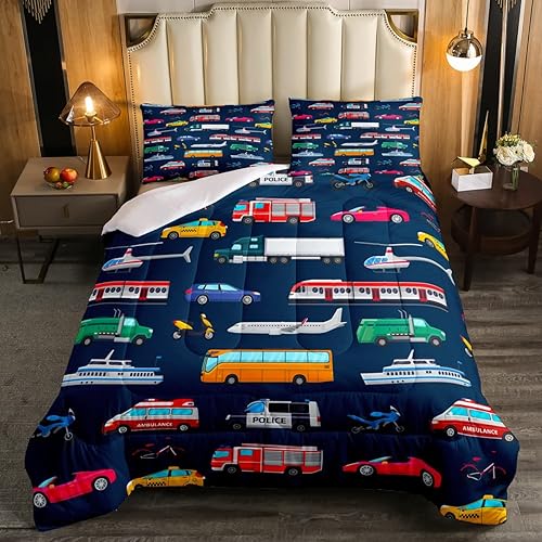 Miniatura 9 de Erosebridal Juego de ropa de cama infantil de construcción de dinosaurios, lindos juegos de ropa de cama de dinosaurio para niños, ropa de cama de