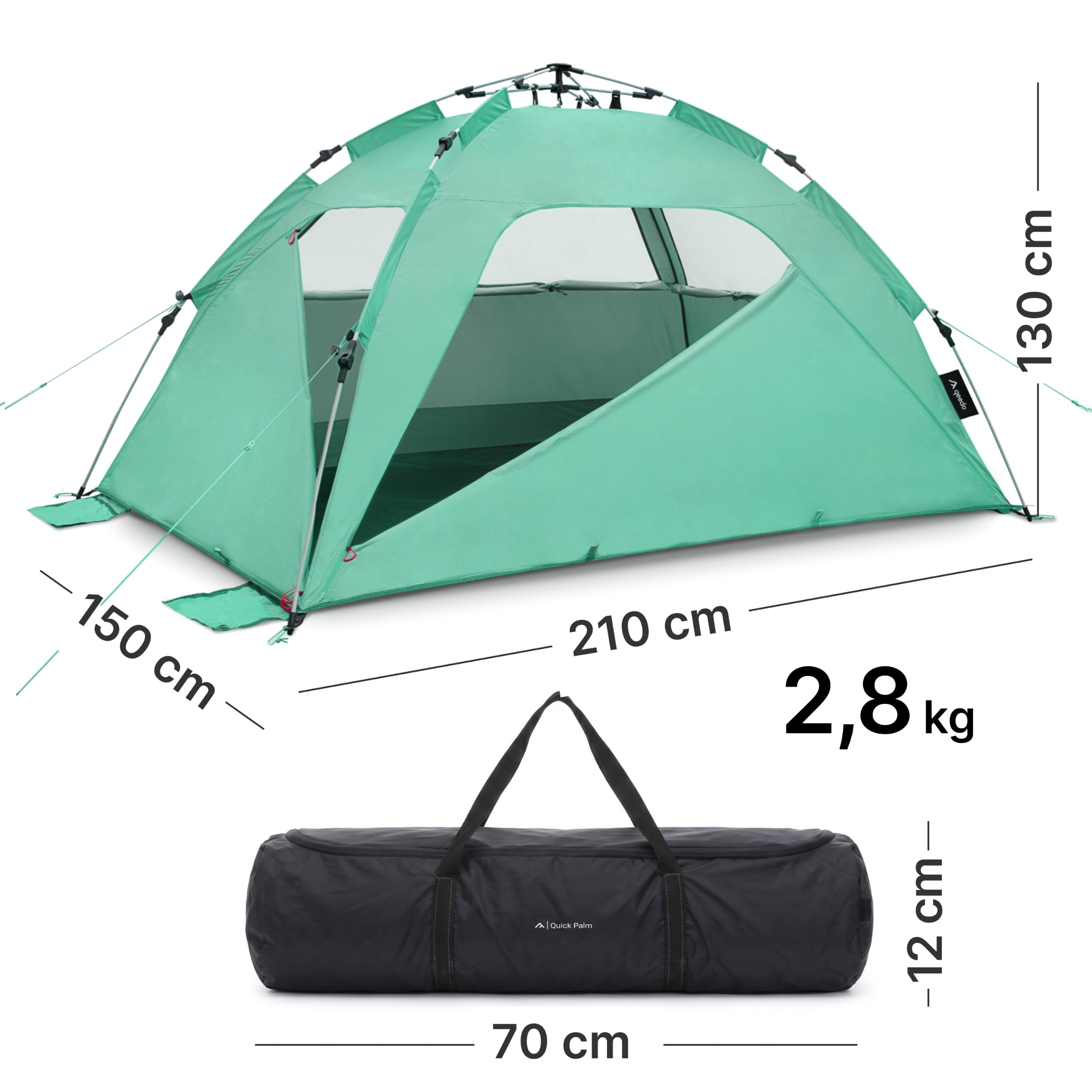 qeedo Quick Palm Strandmuschel UV-Schutz UV80 Leichtes Strandzelt Quick-Up System Sonnenschutz Windschutz