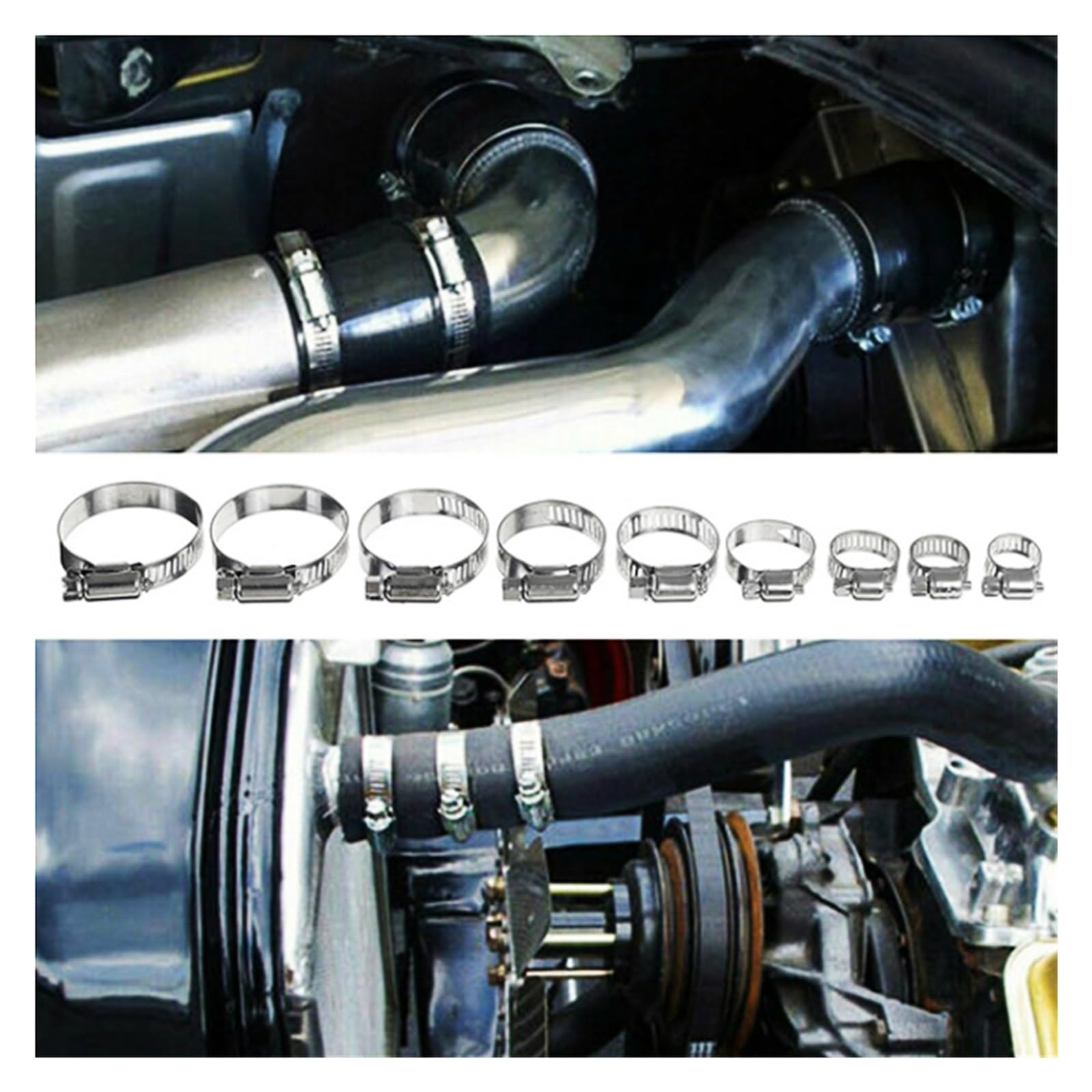 Abrazadera de manguera ajustable de 8-44mm, engranaje de tornillo sin fin, conjunto con rizador, abrazadera de manguera de combustible for tubería de agua, fontanería, mecánica automotriz, 91 Uds.
