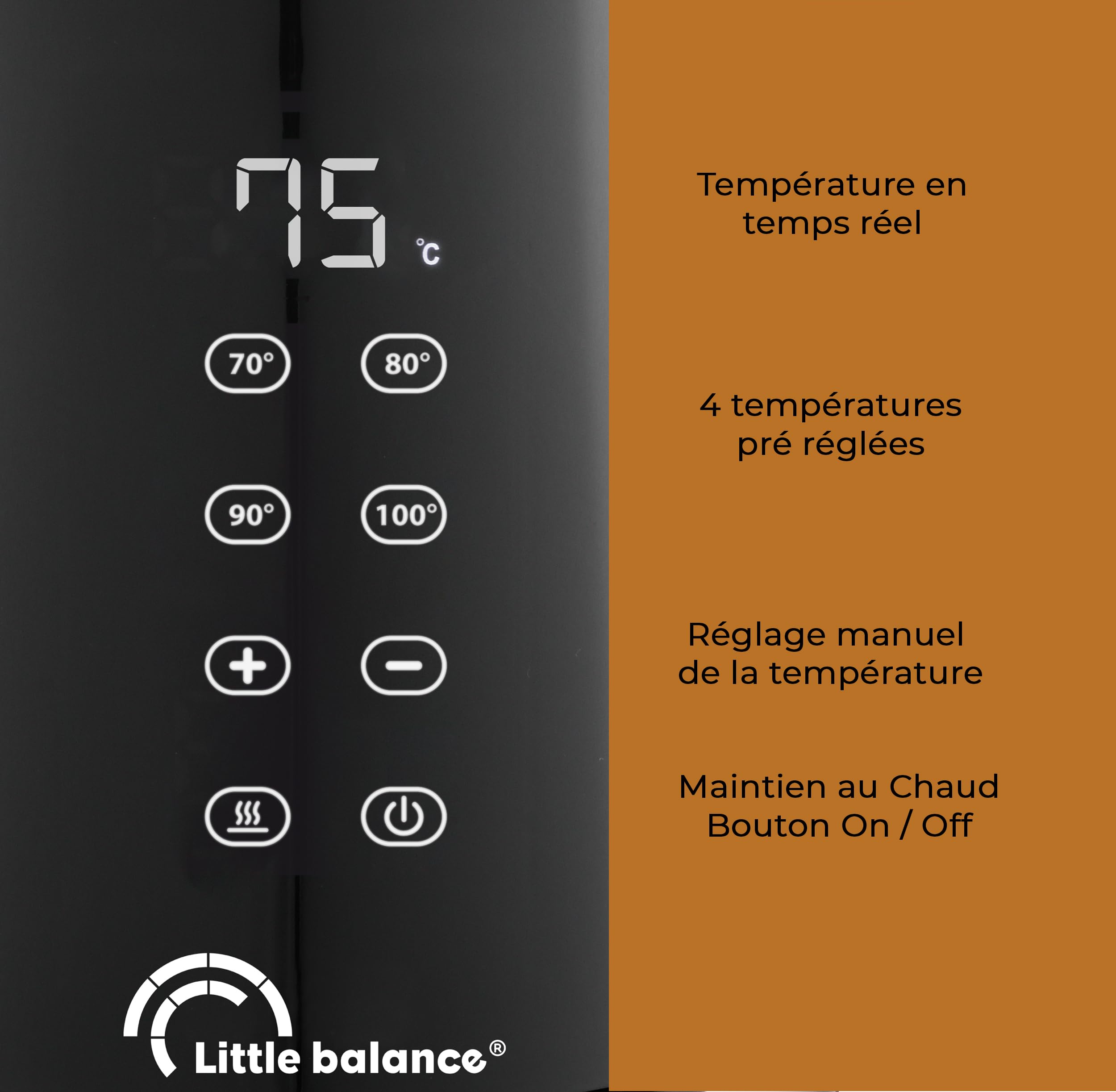 Little Balance Digitale Waterkoker Black, 1,7 liter, zwart