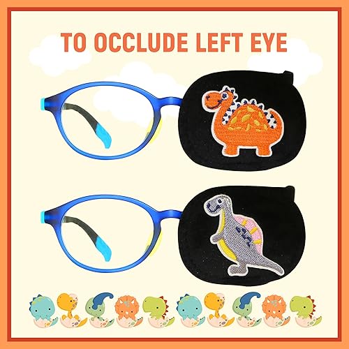 Miniatura 6 de Astropic 2 parches de ojos para niños  Parche de ojo de dinosaurio para niños para gafas  Parches médicos para ojos para niños con ojo perezoso