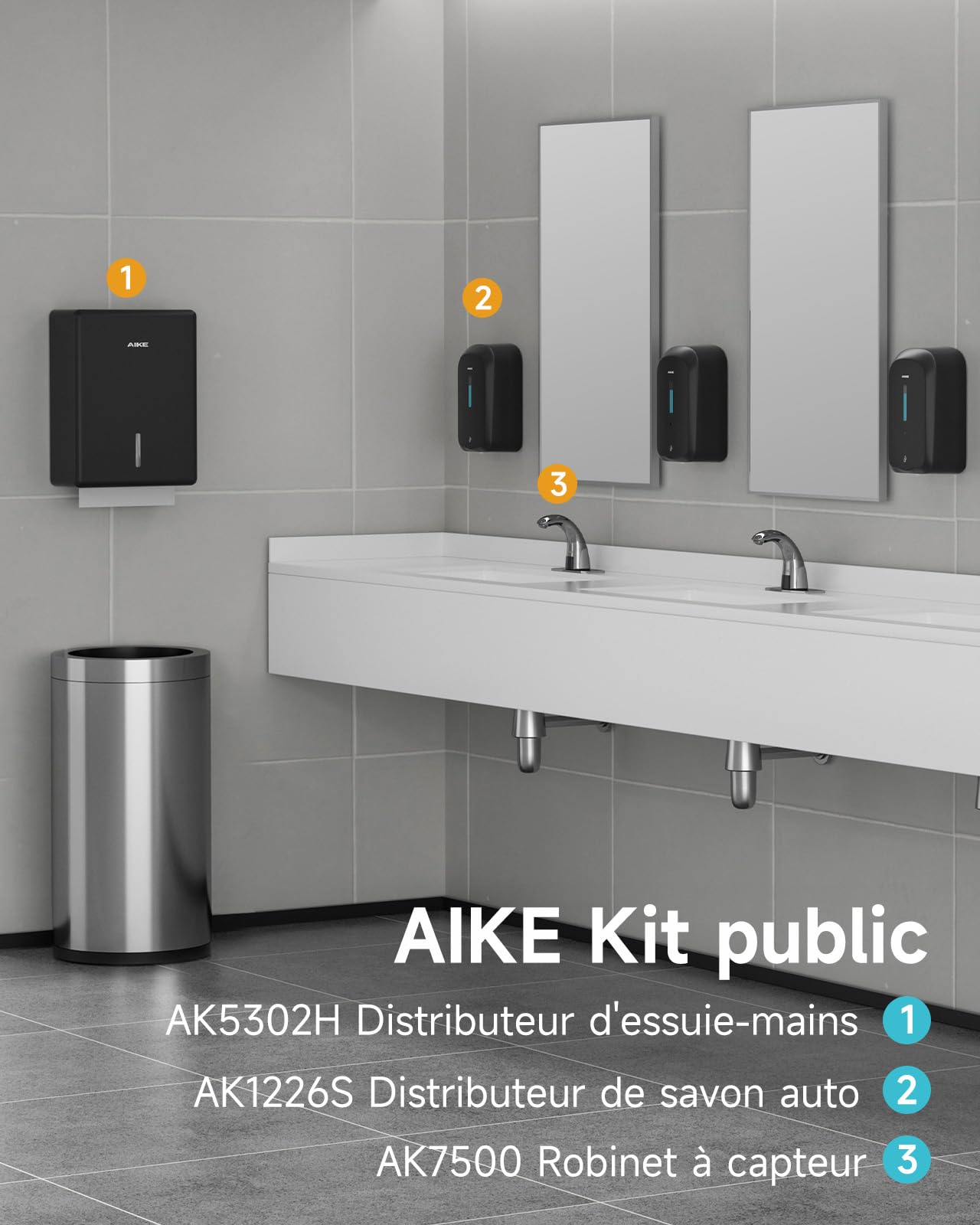 AIKE Distributeur De Serviettes en Papier Élargi, 400-Feuilles Mural pour H2, H3, Plié Z/V/C & Multifold (Taille ≤25,2 * 11,5cm), AK5302H