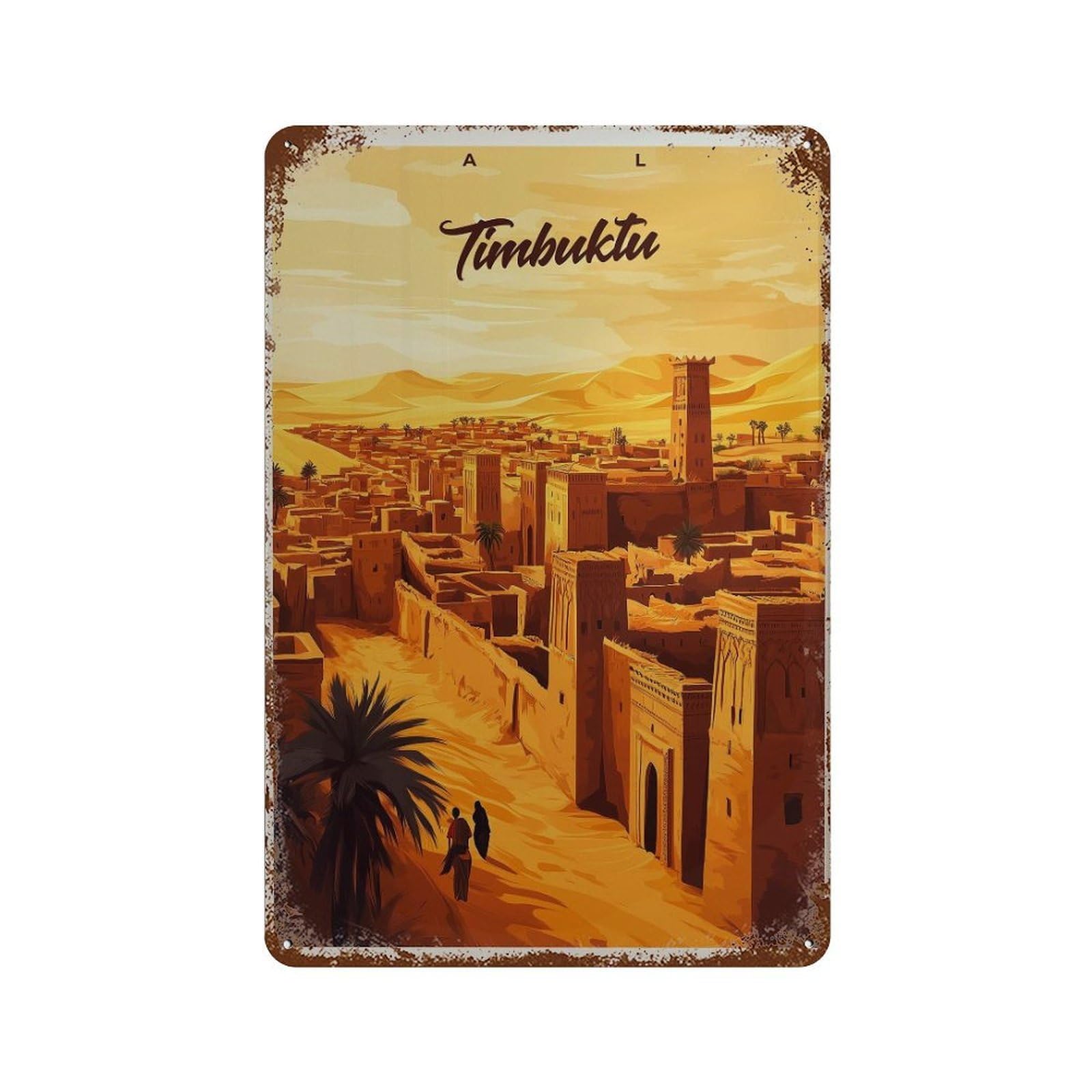 xiaoxiaoshen Timbuktu Travel Mali Desert Cityscape (2) Wall Decor Art Metal Tin Poster Modern Home Decor Art Home Bar Shop Decorations Vintage Sign 30x20cm
