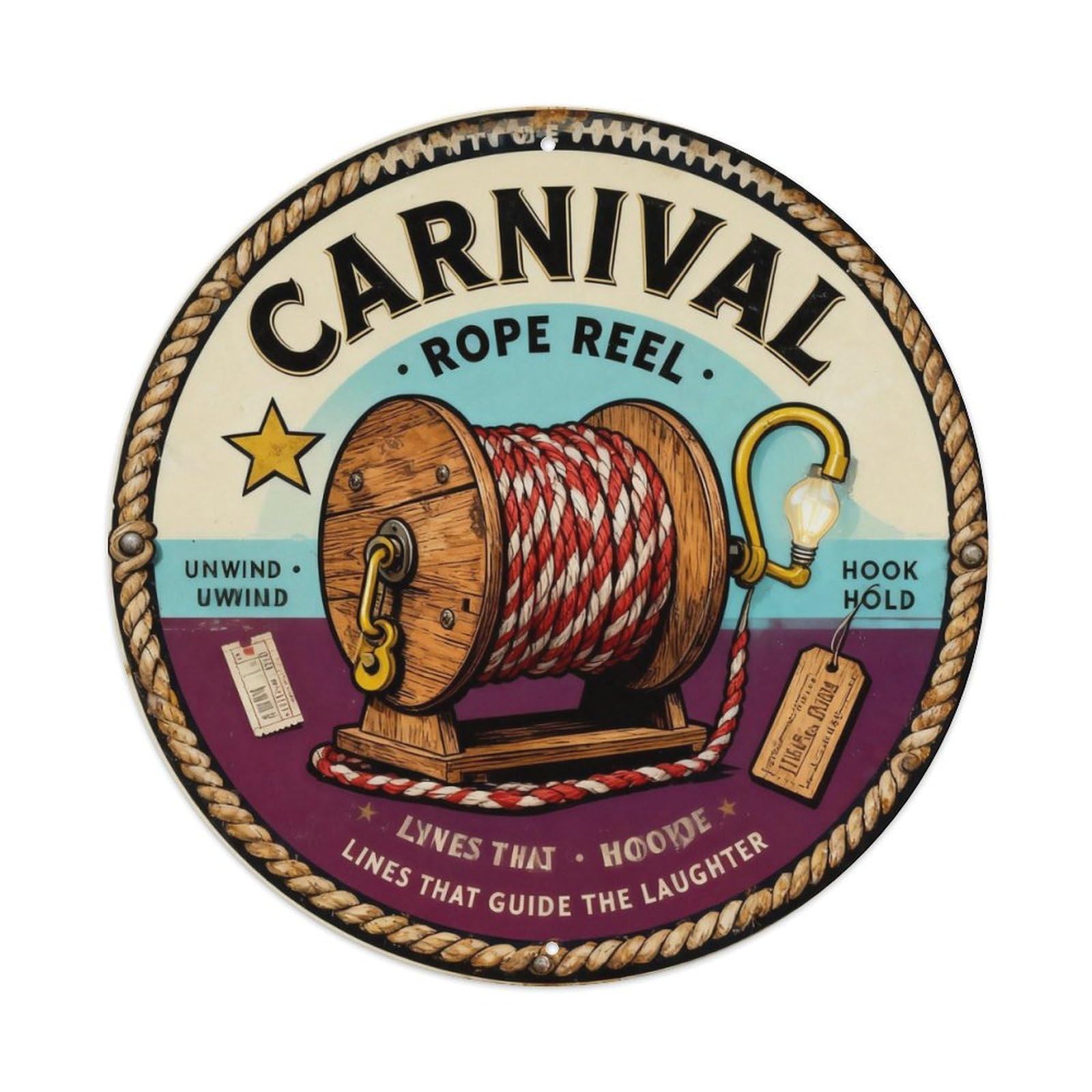 Carnival Rope Reel Sign Metal Tin Sign Plaque