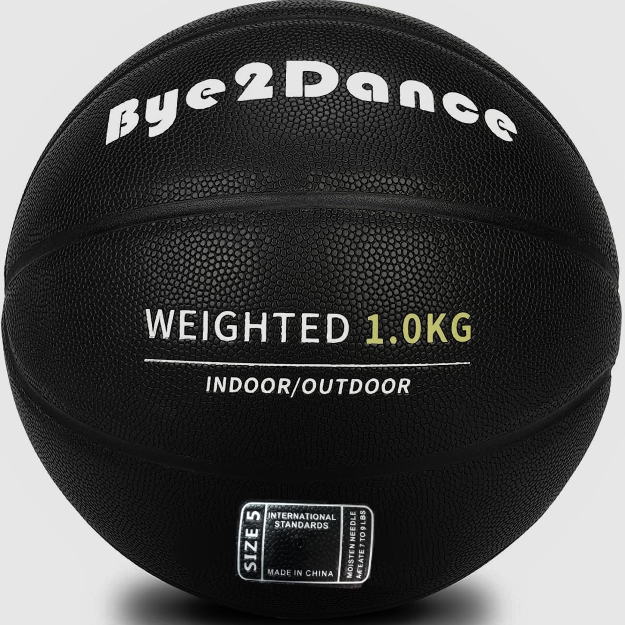 トレーニング用 加重バスケットボール 5号球 1.0kg PUレザー 屋内外兼用 小学生向け スキルアップ ストリートボール バスケゲーム対応 ブラック 空気入れ別売