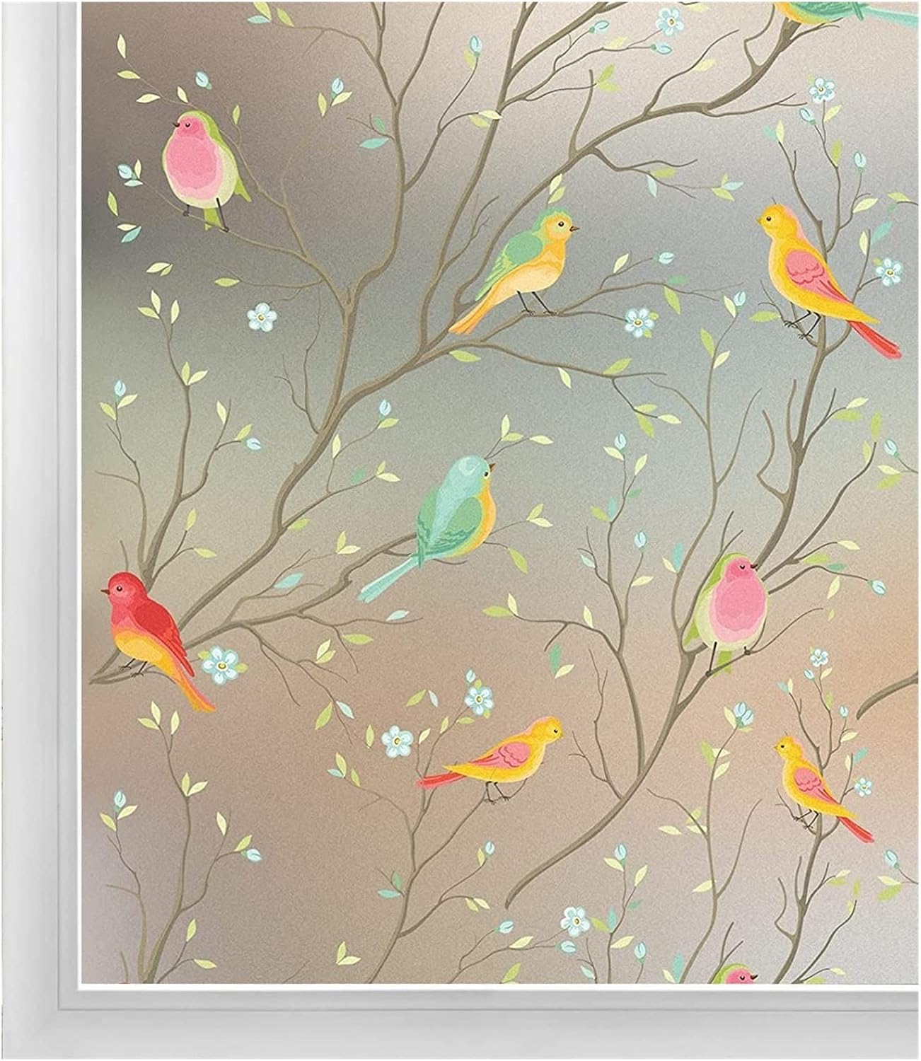 Window Film Window Stickers Window Privacy Film Stained Glass Window Film Non Adhesive Static Glass Film Bird Pattern Decor Frosted Glass Window Film Window Privacy Film Glass Sticker(60x100 cm)