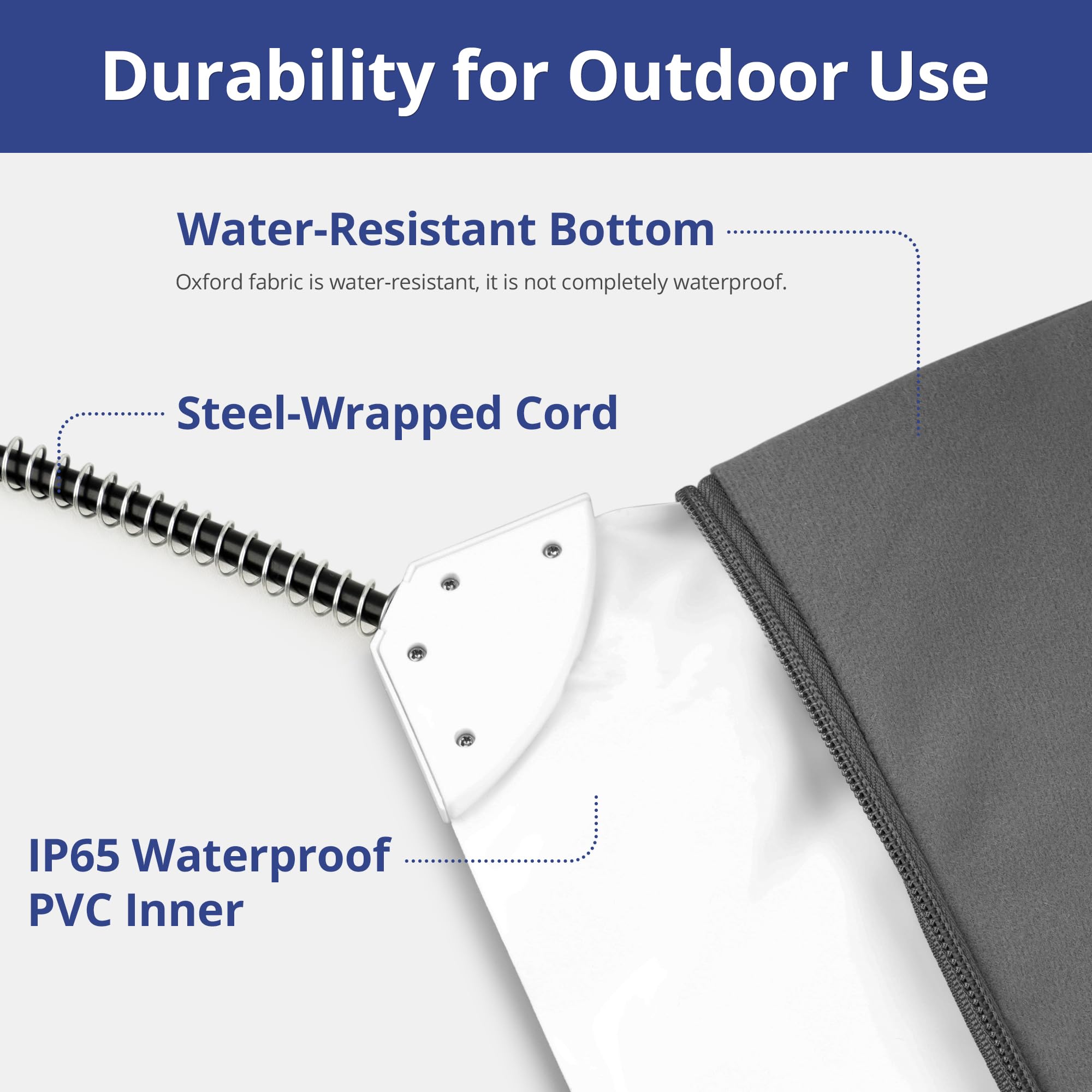 Petace Outdoor Heated Cat Bed, Soft Pet Heating Pad Inflatable with Steel-Wrapped Cord - Image 4