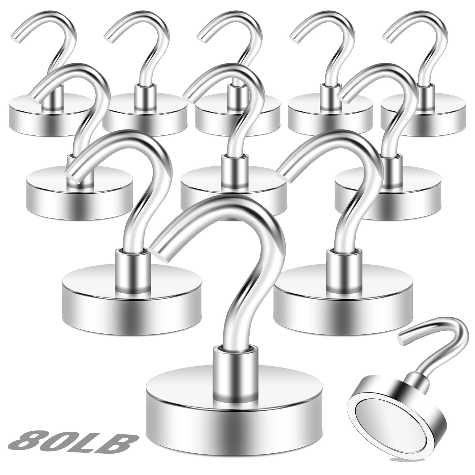 TOP MAGNETS Ganchos magnéticos, imanes de crucero de 80 libras, ganchos magnéticos para crucero, paquete de 12 artículos esenciales para cabinas de crucero, refrigerador, colgar, pizarra blanca,