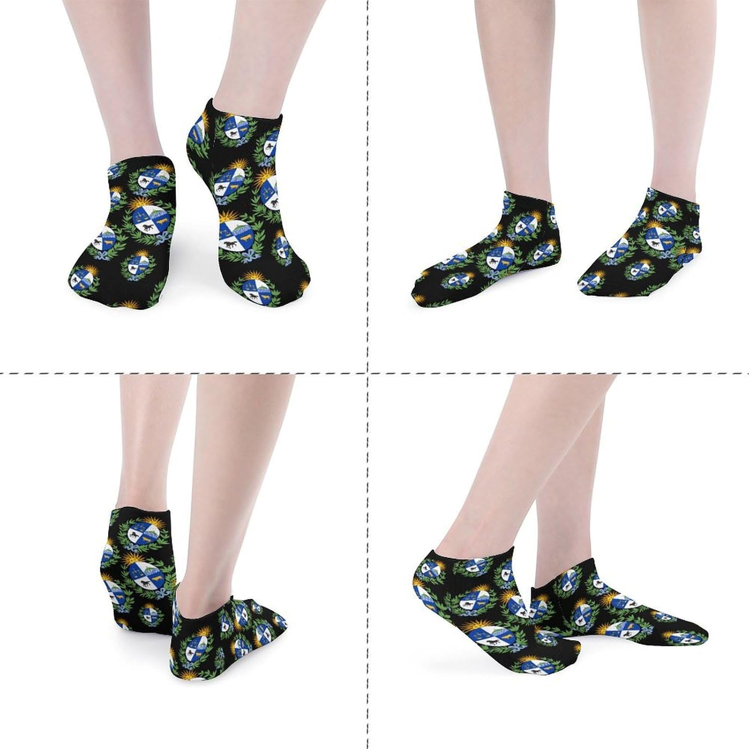 Coat of Arms of Uruguay No Show Ankle Socks Low Cut Non Slip Flat Boat Line 5 Pairs Set