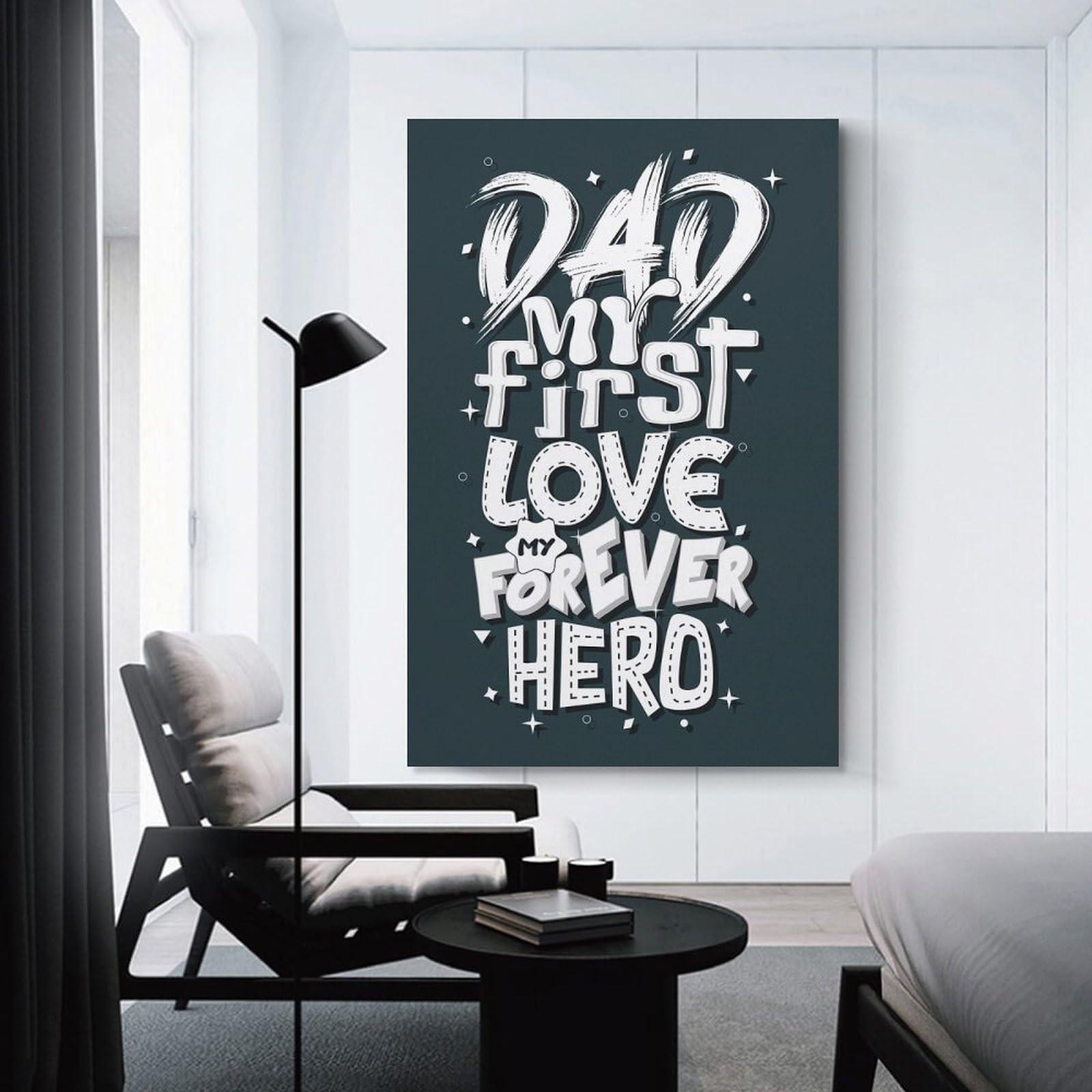 Junmoney Unframe-Style-6 Dad My First Love Wall Picture Print 24X36inch(60X90cm), For Bedroom Decor, Cosy Corners Or Studios, Home Artwork With A Soft Interior Feel