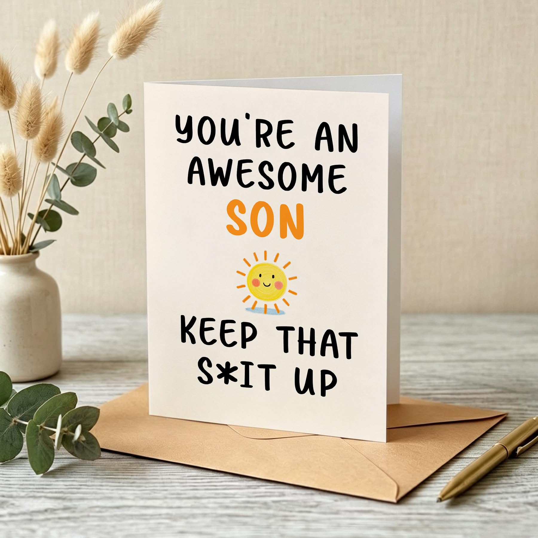 PTRUKD Śmieszne kartki urodzinowe dla syna, karty podarunkowe dla synów od mamy i taty, You Are A Great Son, (Keep It Up) Bring The Envelope
