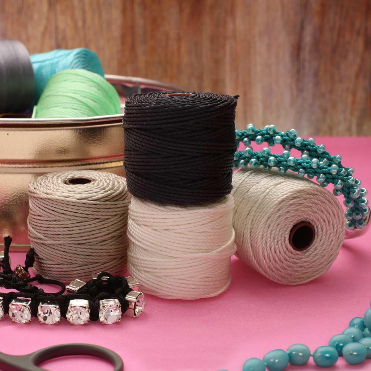 The Beadsmith S-Lon Heavy Nylon Cord, Salt & Pepper Mix, TEX400, .9mm Diameter, 4-Pack, 35 Yard Spools - Image 3