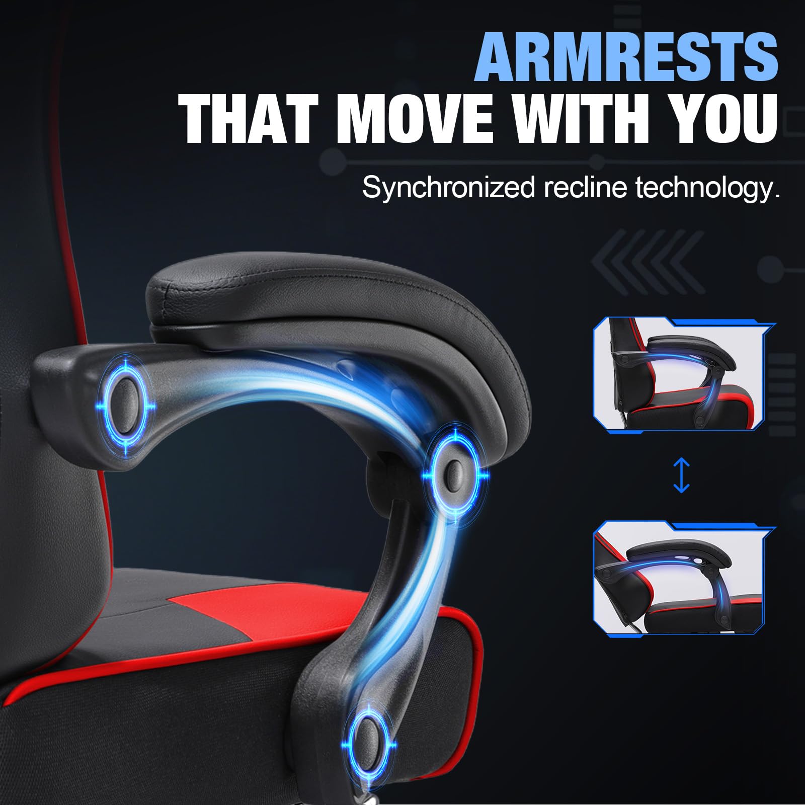 GTPLAYER Gaming Chair for Adults Computer Chairs with Footrest Headrest and Lumbar Support Ergonomic Height Adjustable Reclining PC Chair - Image 6