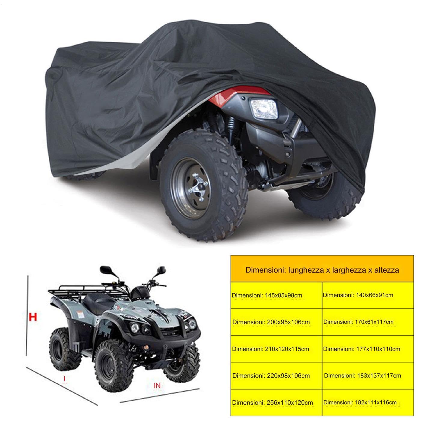 Copertura Impermeabile Per ATV, Telo Copri Quad ATV Antivento Protezione UV, Telo Copertura Per Moto Quad Con Strisce Riflettenti, Protezione Per Tutte Le Condizioni Atmosferiche
