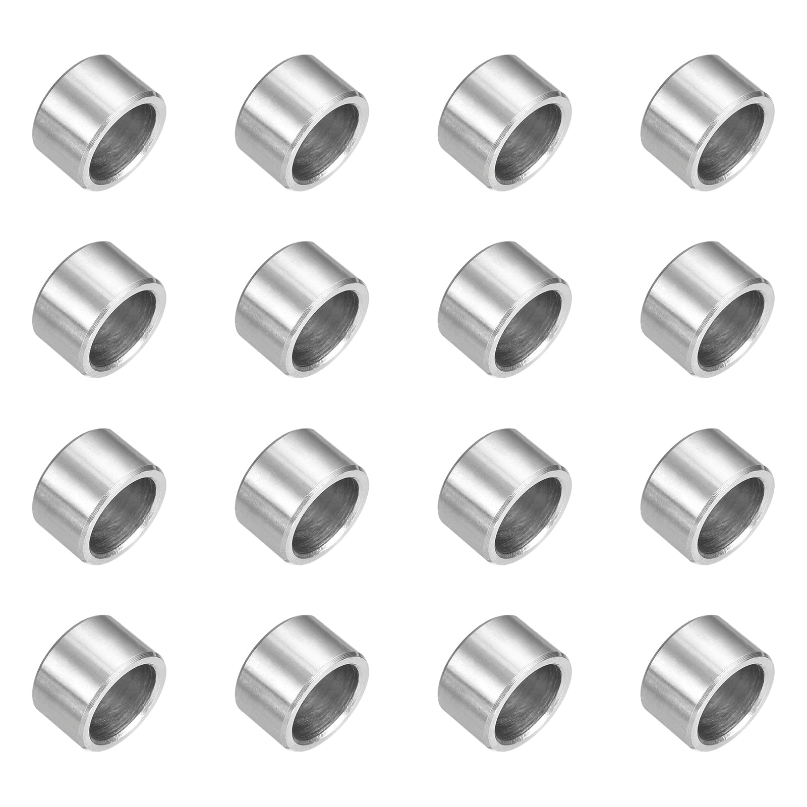 uxcell 16Pcs 304 Stainless Steel Spacer 5/8" OD x 1/2" ID x 3/8" Length(16x12x10mm) Screw Standoff Bushing Plain Finish Unthreaded Round Metal Spacer