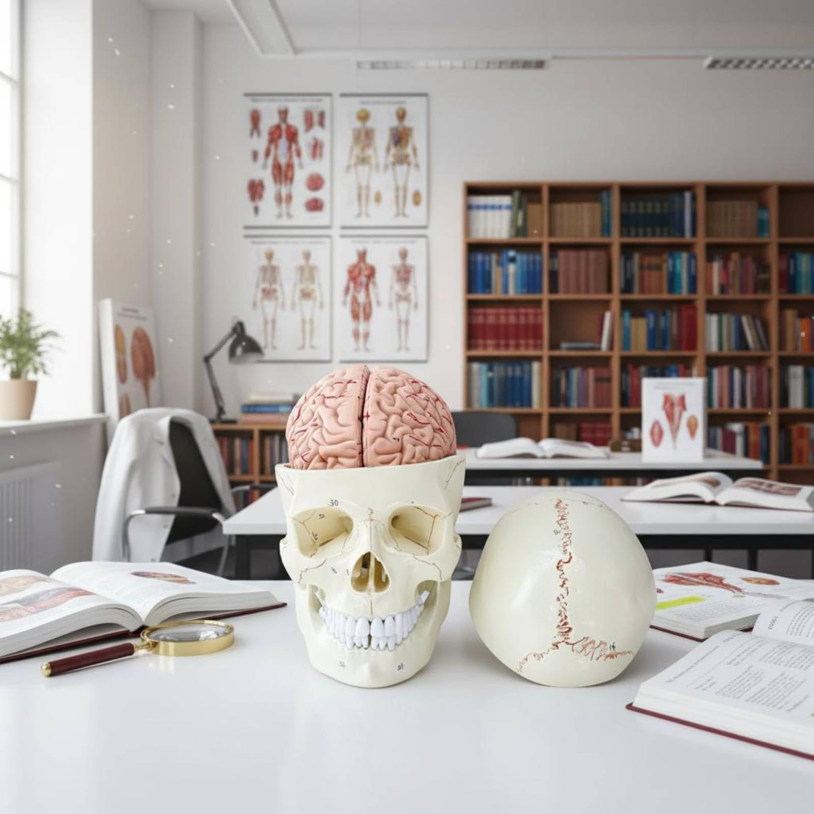 Modèle Crâne avec Cerveau Pièces Démontables Maquette Crânienne avec Cerveau très Détaillé Matériel Pédagogique Médical pour Étudiants en Mécine