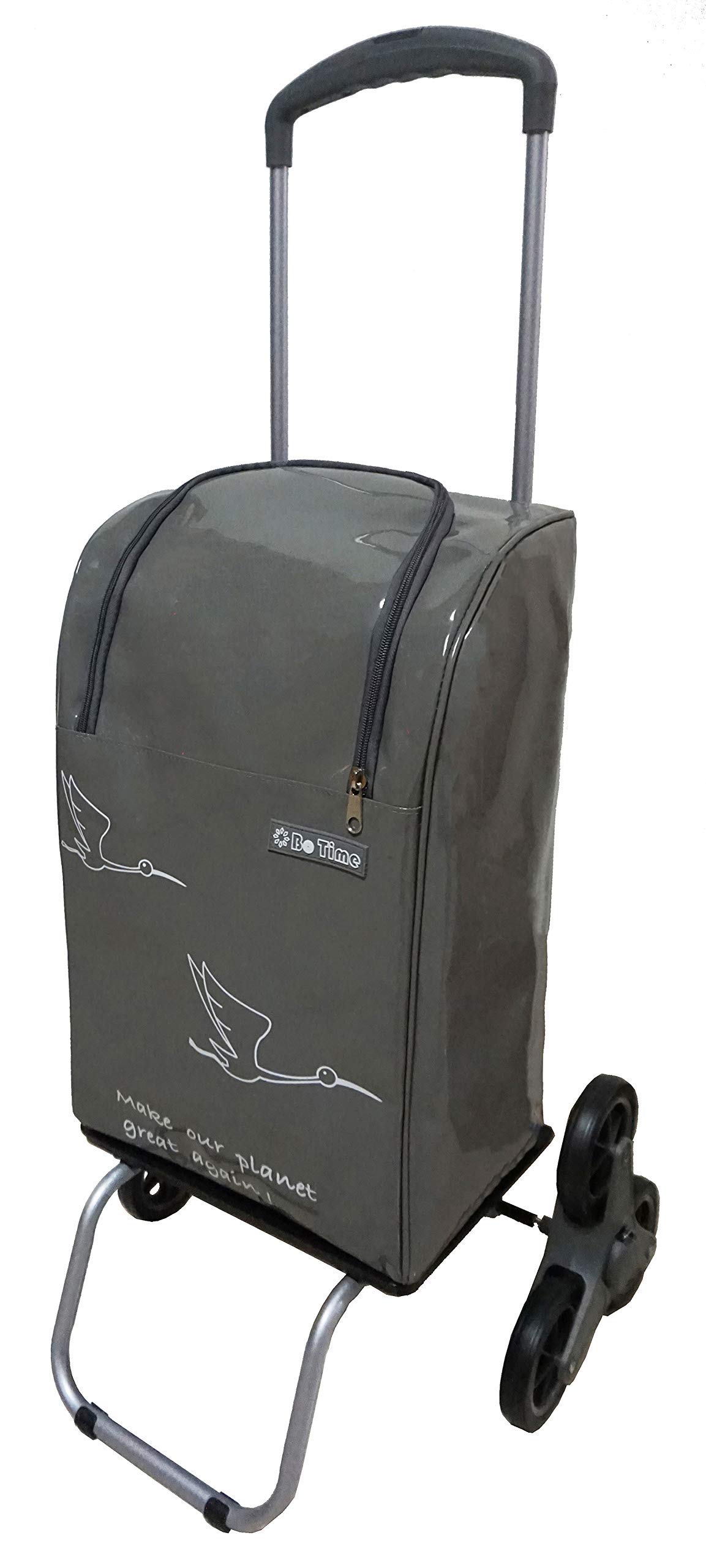 Chariot de Courses Monte-Escalier avec Poignée Télescopique - Sac Imperméable avec Fermeture Eclair de Qualité - Capacité 40L / 25kg - Marque Bo
