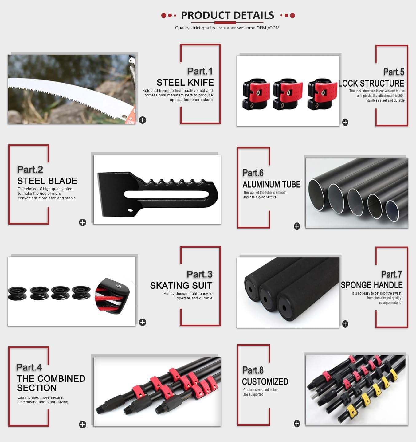 Height Extendable Pruning Saw, Telescopic Tree Pruners, Gardening Branch Saw Loppers Cutter, with Sk5 Cutting Blade, Gardening Branch Saw Loppers Cutter Trimmer Tools,7.2M/24FT