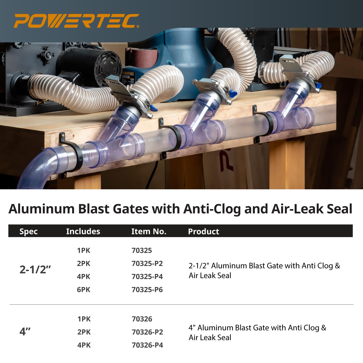 POWERTEC Blast Gate - 4 Inch Dust Collection -12