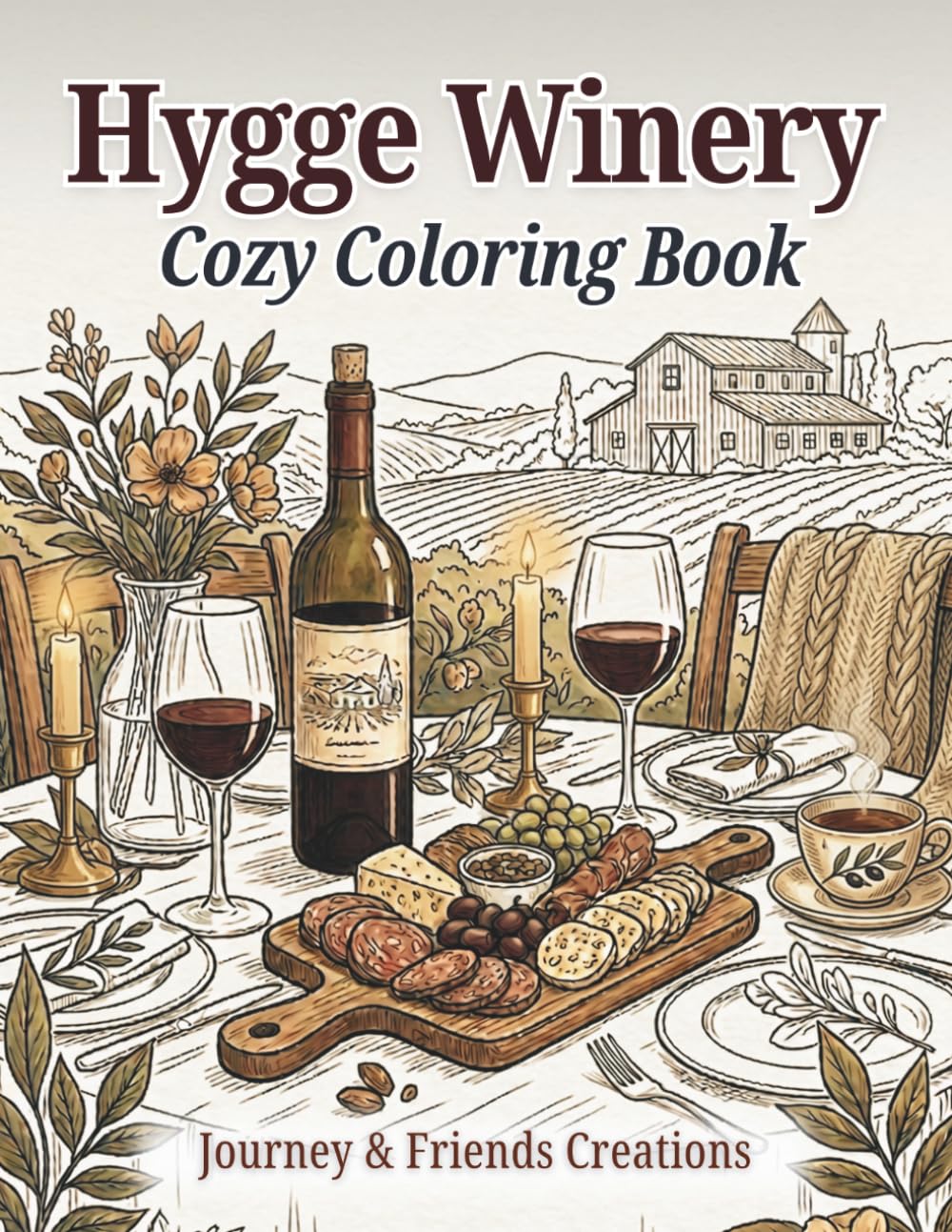 Hygge Winery - Cozy Adult Coloring Book with Full-Color Reference Pages: Detailed Hygge Inspired Coloring Book
