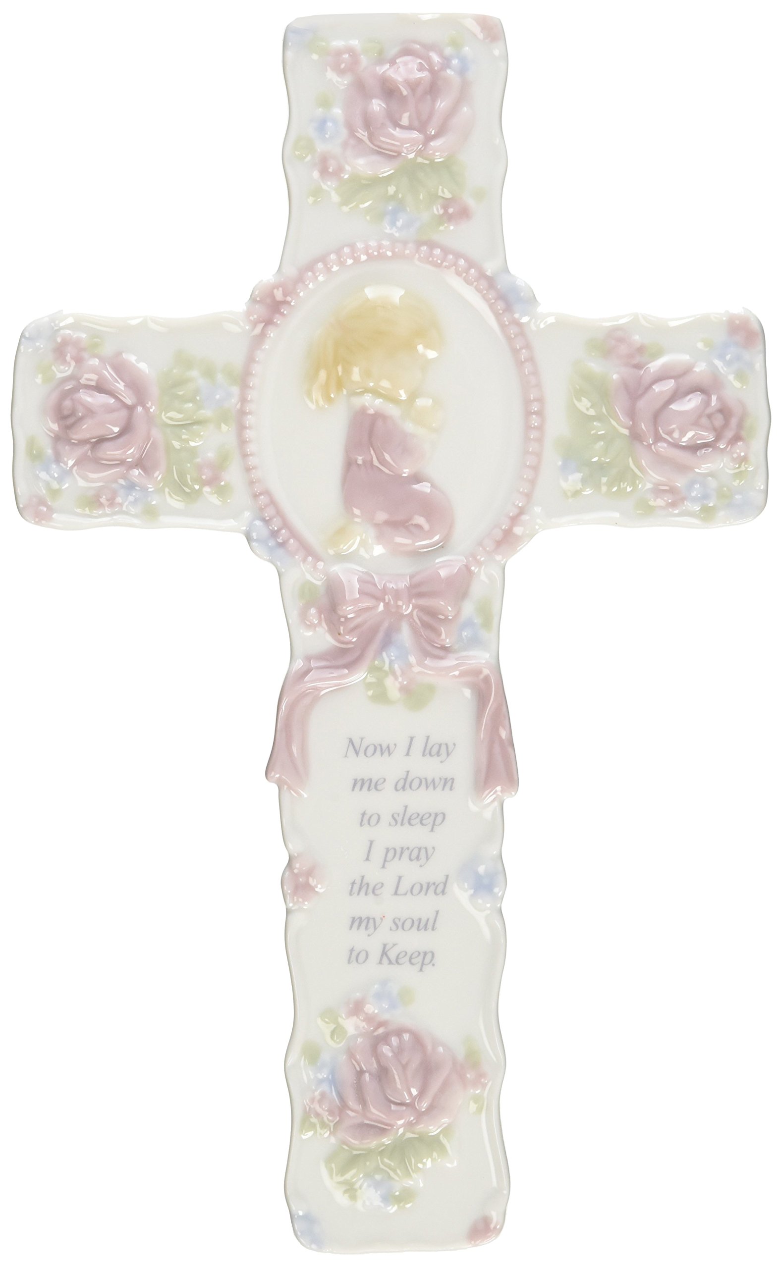 CG Cosmos R8015B Fine Porcelain Inspirational Cross with Praying Girl Figurine, 8-3/4-Inch