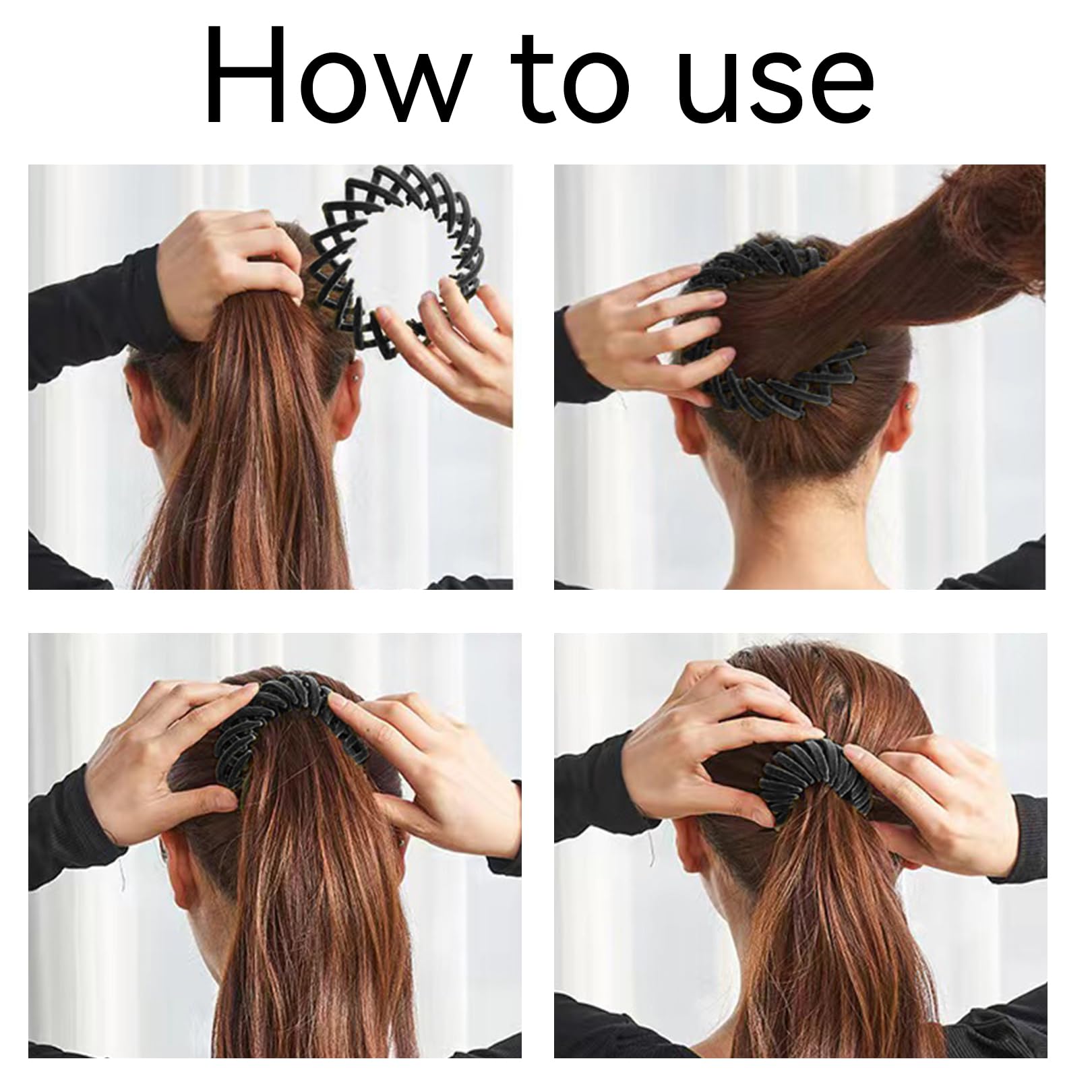 4 Pcs Matte Vintage Bird Nest Magic Hair Clip Expandable Bun Clip Accessories for Women Ponytail Holder,Plastics Birds Nest Hair Clip,for Women Thin,Thick,Fine,Curly Hair(Black,Grey,Red,Light curry) - Image 3