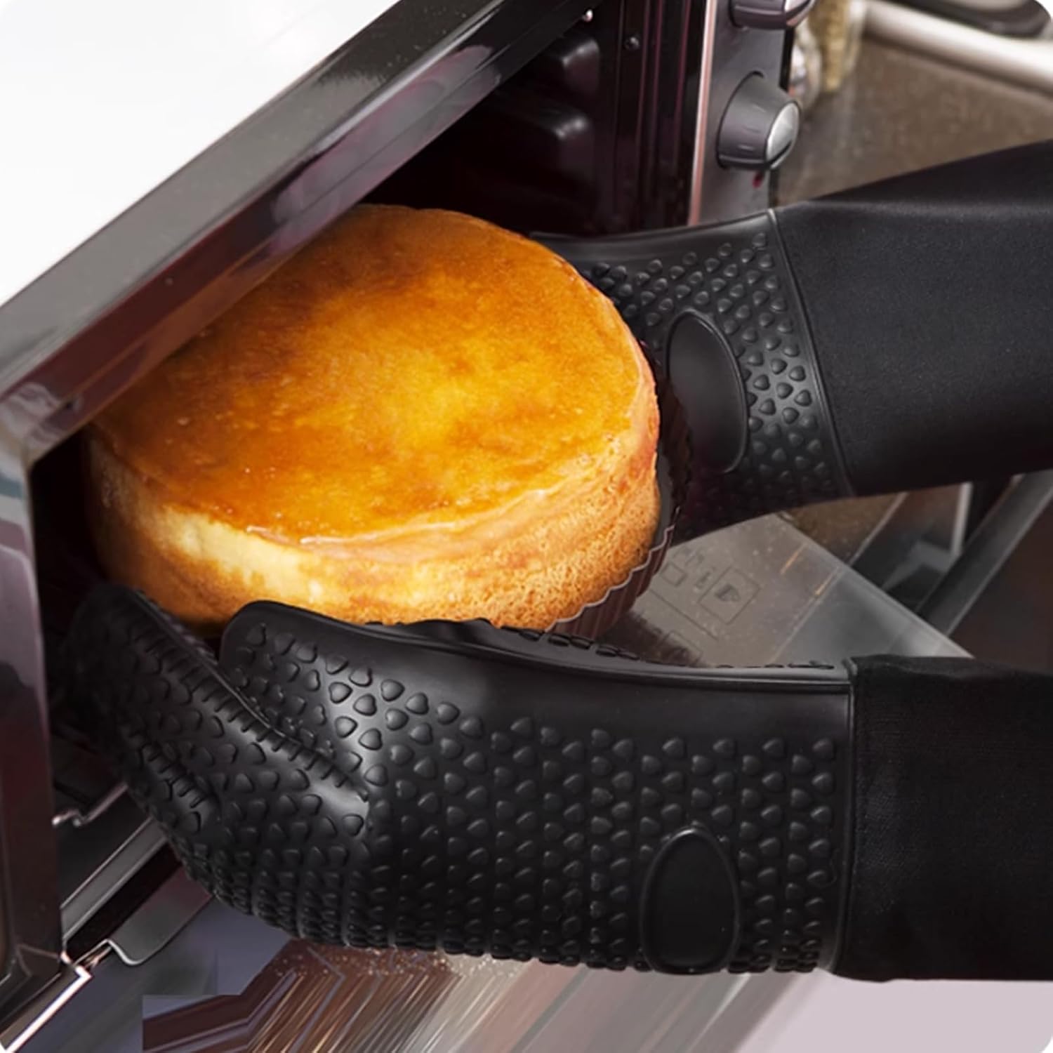 1 Pair 19.7 Inch Extra Long Silicone Oven Mitts, Heat Resistant Oven Gloves with Quilted Liner Non-Slip Textured Grip Perfect for BBQ, Baking, Cooking and Grilling (Black) - Image 8