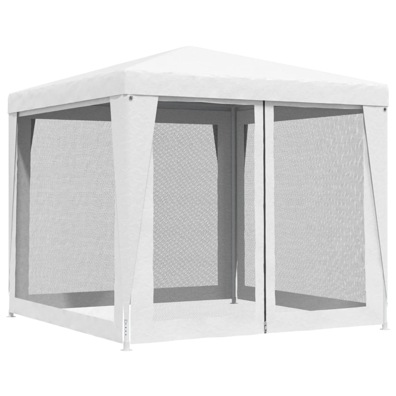 Partyzelt mit 4 Netz-Seitenwänden, Party Deko, Festzelt, Pavillon, Garden Decoration, Canopy Tent, Lagerzelt, Gartenpavillon, 2,5 x 2,5 m Weiß