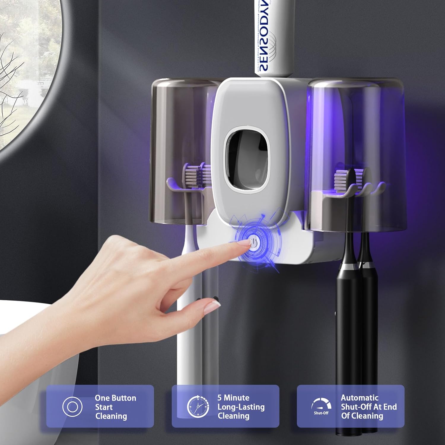 Toothbrush Holders for Bathrooms, Automatic Tootaste Dispenser