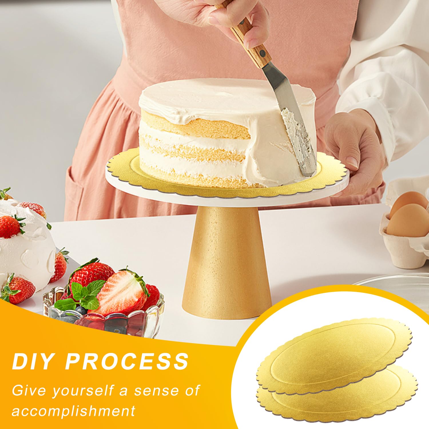 Sottotorta Tondo Cake Board Vassoio Torta Rotondo 30cm sotto torta rotondo 6Pcs Base Torta Cartone per Decorazione di Torte di Matrimoni e Feste di Compleanno (12 inch Gold)