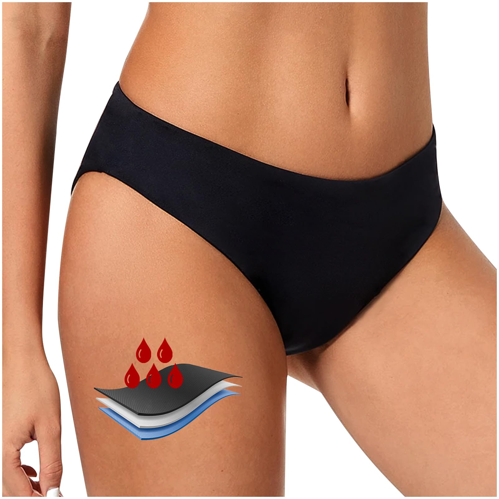 AudasiPeriod Pants for Swimming Period Swimwear Leakproof Menstrual Reusable Washable Ladies Knickers Black Menstrual Leakproof Bikini Bottoms Swim Bottoms for Teens Women in Swimming Activities