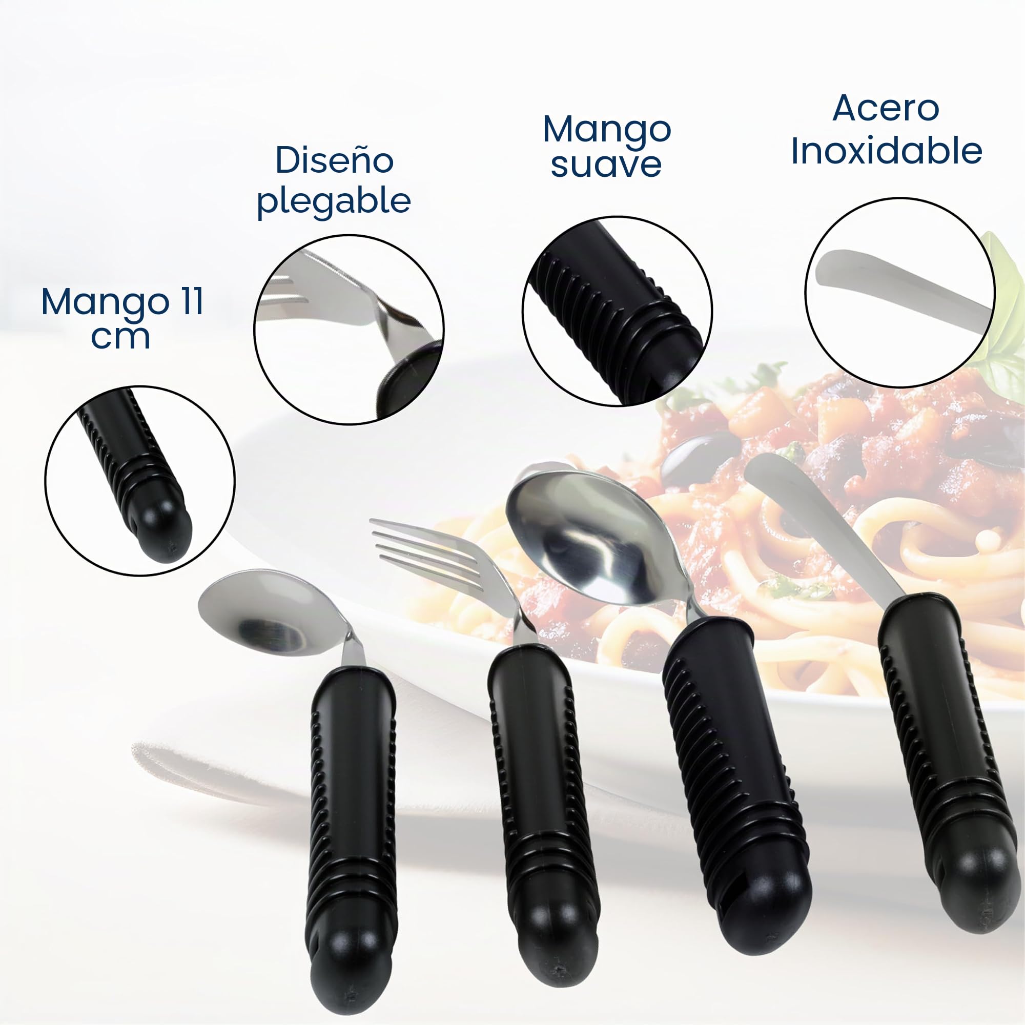 GIMA Juego de 4 cubiertos moldeables en acero inoxidable (cuchillo, tenedor, cuchara y cucharilla), 28921