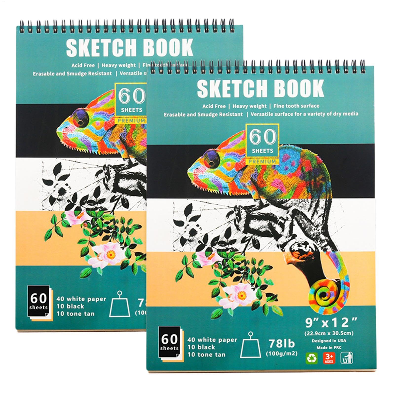 Painting Sketch Pad, Drawing Sketchbook, Sturdy Top Spiral Binding, Portable Drawing Book with Premium Blank Pages for Creative Sketching, and Painting, 12 x 9 Inches