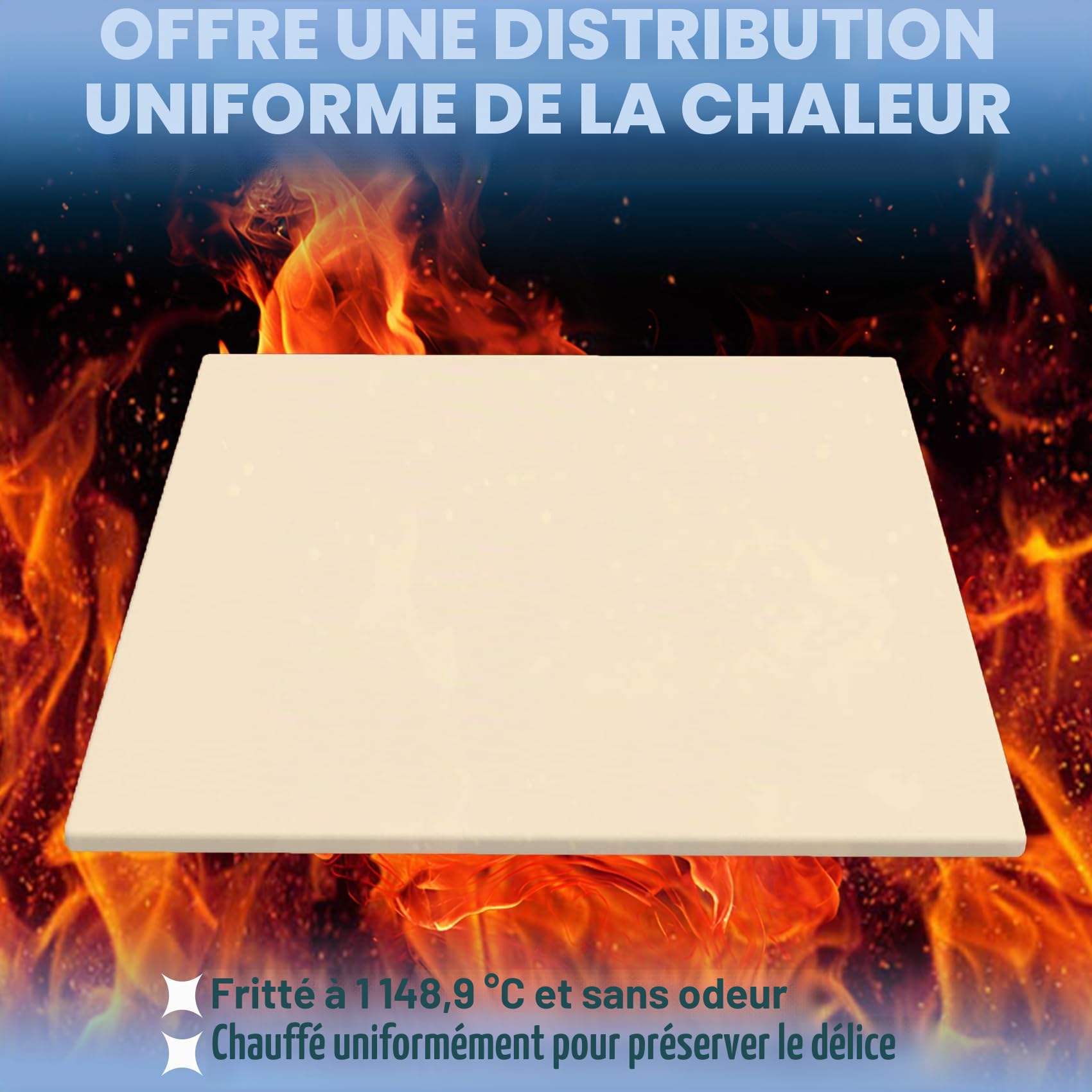 SafBbcue Pierre à pizza carrée en cordiérite : idéale pour Ooni Koda & Fyra 12, four à pizza Uuni, 33,5 x 33,5 x 1,1 cm