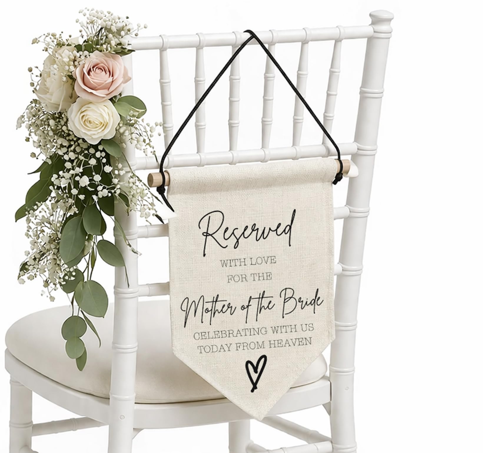 Segnale commemorativo per matrimonio con scritta "Reserved For Those In Heaven", ricordo della madre della sposa (Madre della sposa)