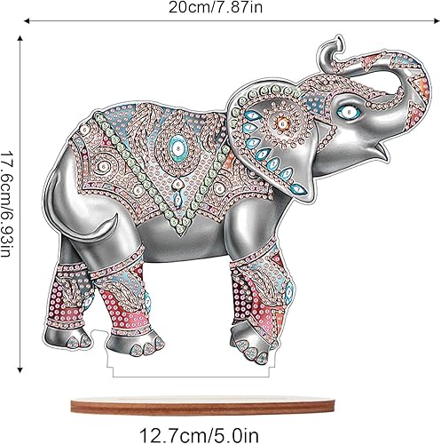 Miniatura 2 de Kit de adornos de mesa de pintura de diamantes de animales, elefante, arte de diamante 5D, decoración de escritorio, cuentas especiales por número,