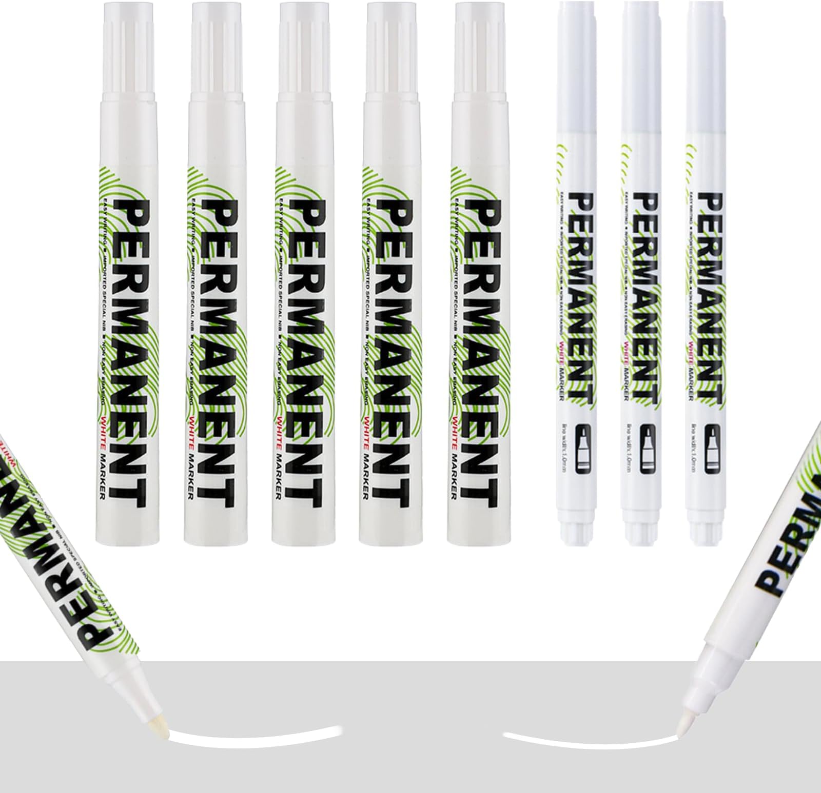 Neyared 8PCS White Paint Pen, Acrylic Oil Based Sharpie, Permanent