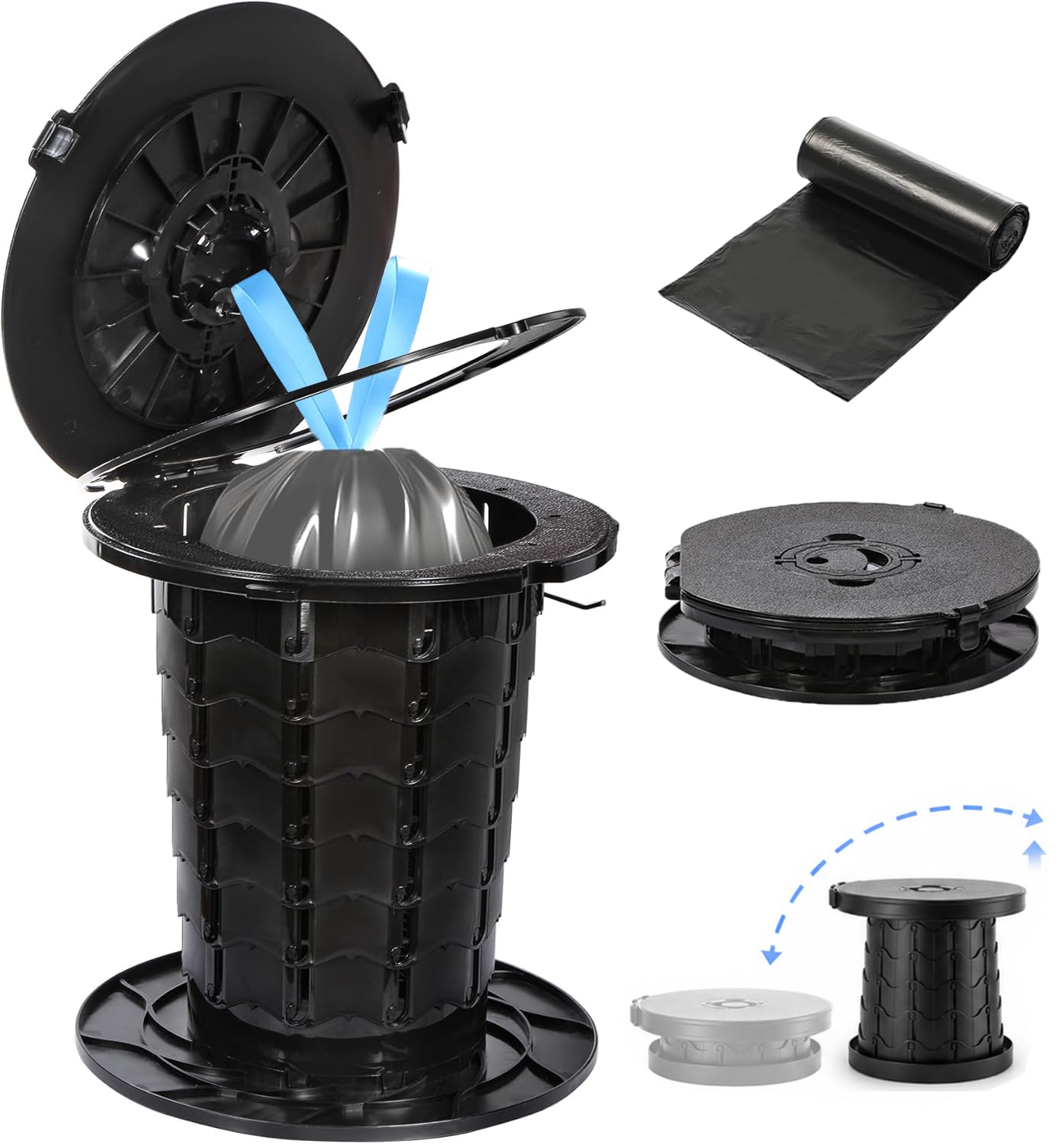 REDCAMP Folding Portable Camping Toilet, Outdoor Travel Loo Toilet for Adults with Lid, Seat & Bags, Fishing, Hiking, Campervan, Caravan, Car, Festivals